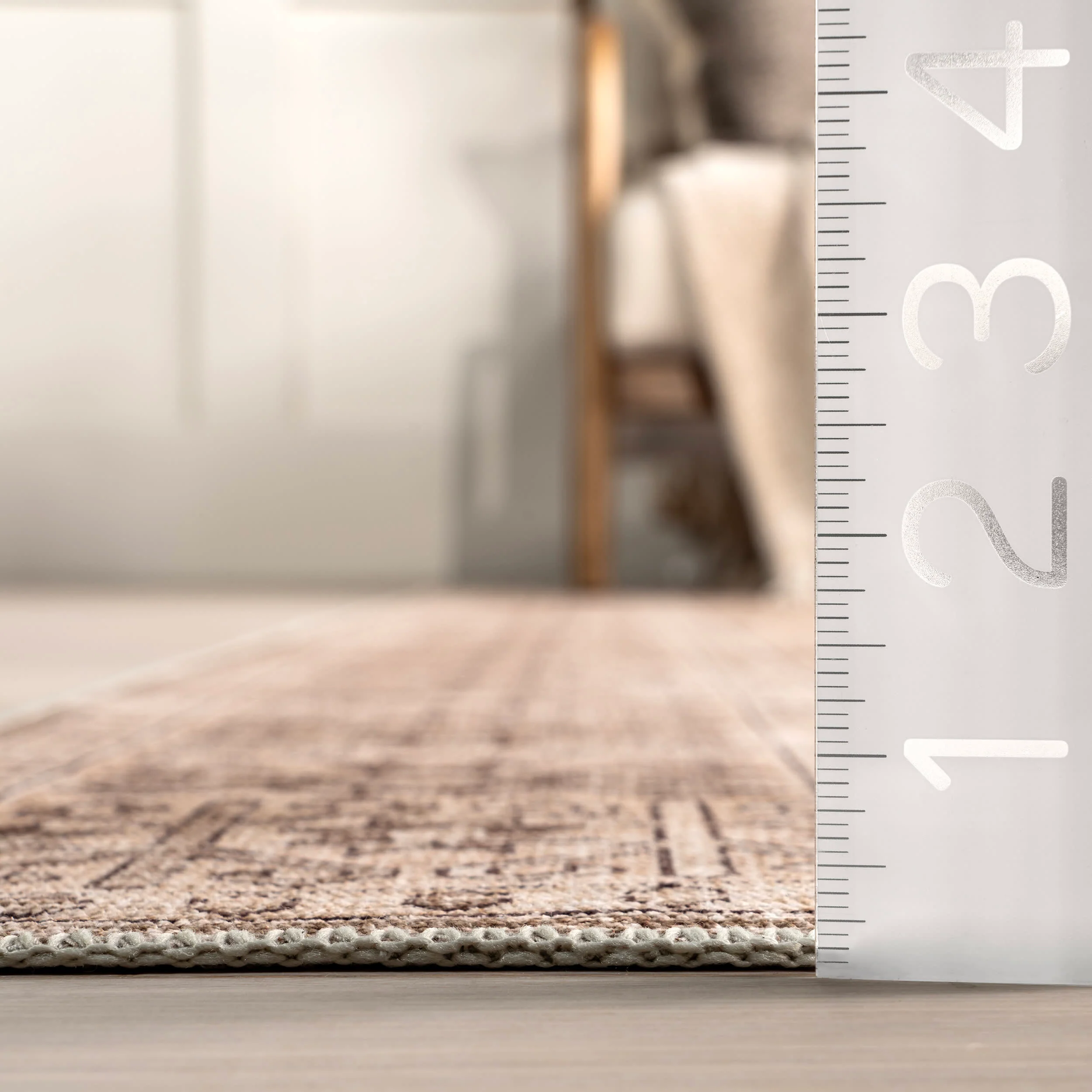 Milani Botanical Spill Proof Washable Rug | Beige - Image 5