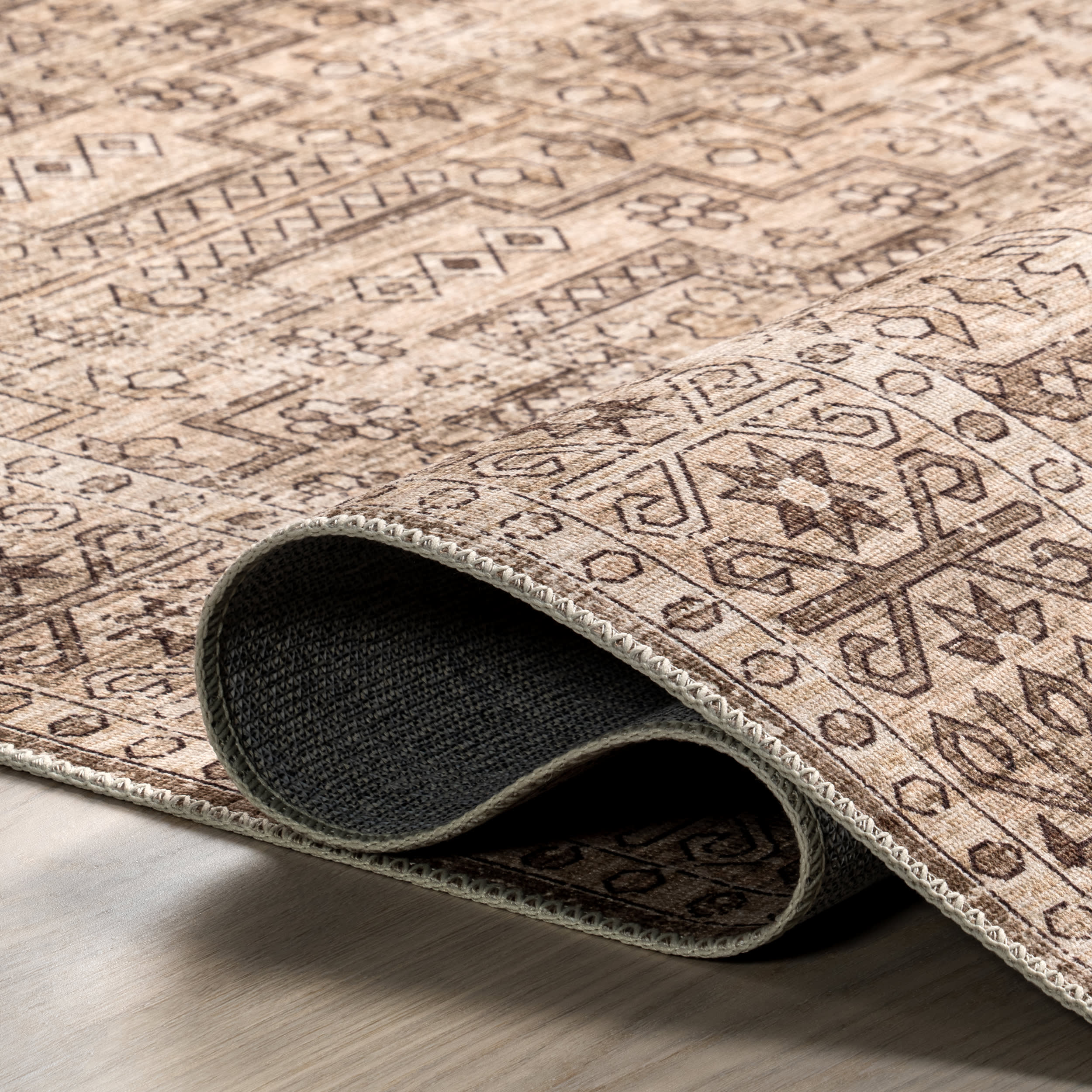 Milani Botanical Spill Proof Washable Rug | Beige - Image 8