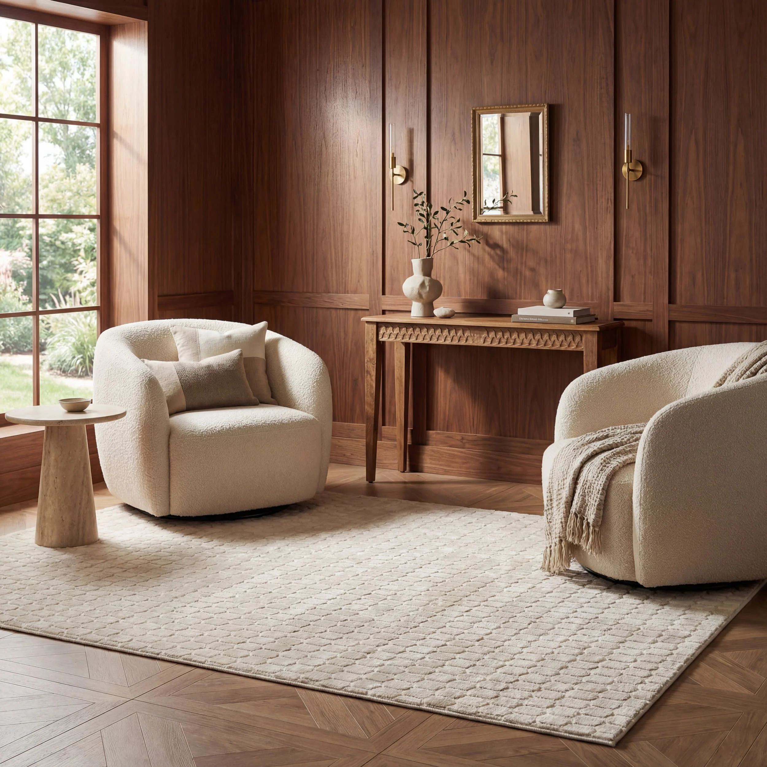 Milazia Honeycomb Plush Cloud Washable Rug | Beige - Image 2