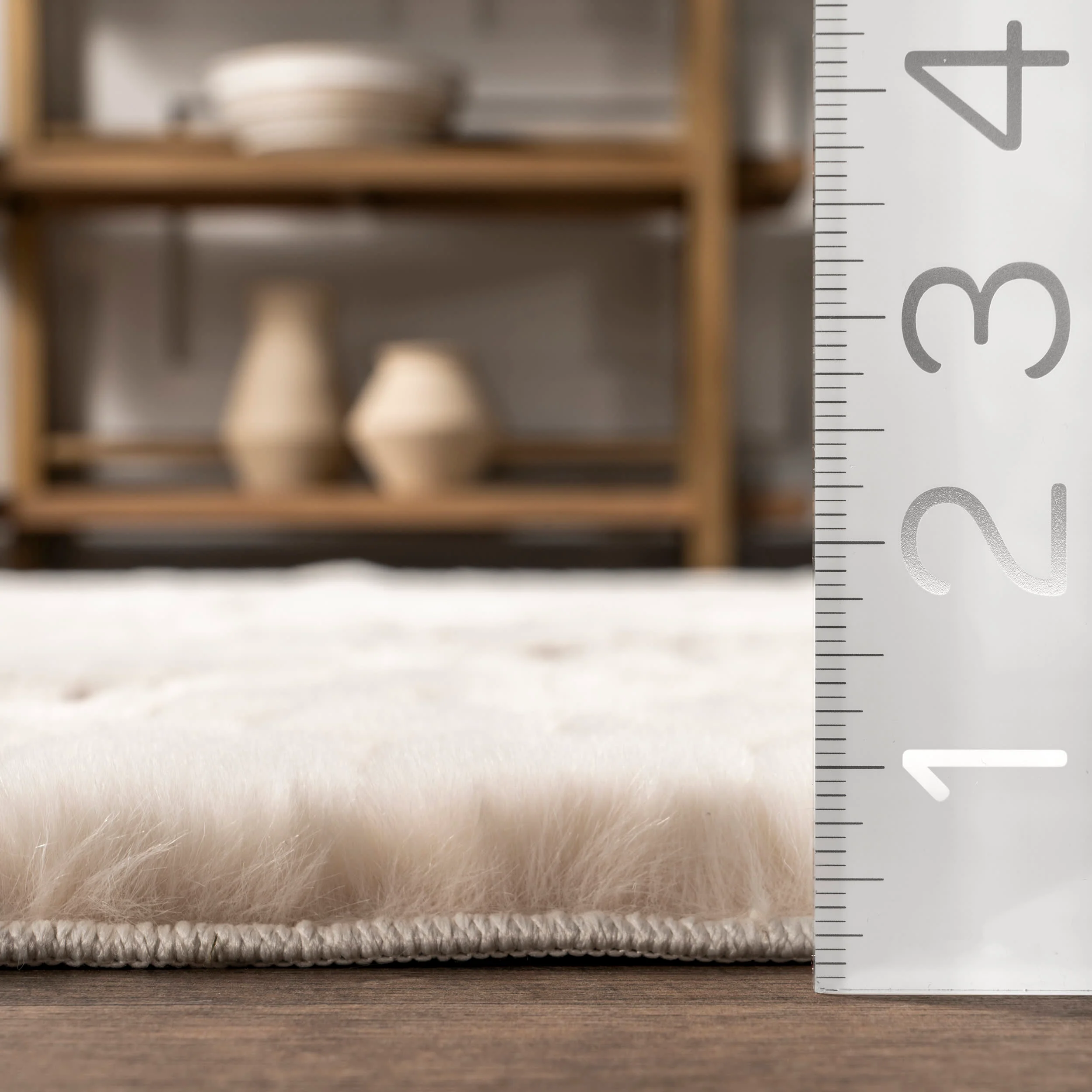 Milazia Honeycomb Plush Cloud Washable Rug | Beige - Image 5