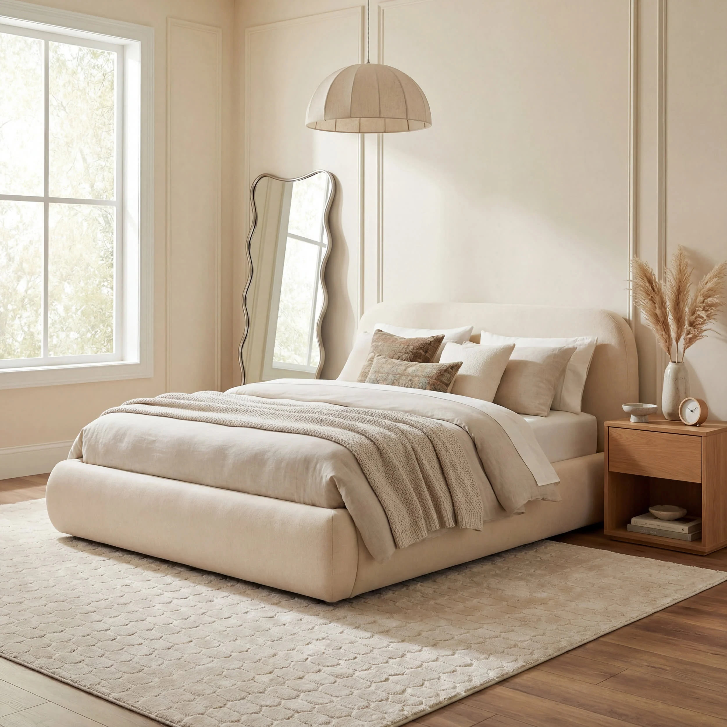 Milazia Honeycomb Plush Cloud Washable Rug | Beige - Image 8
