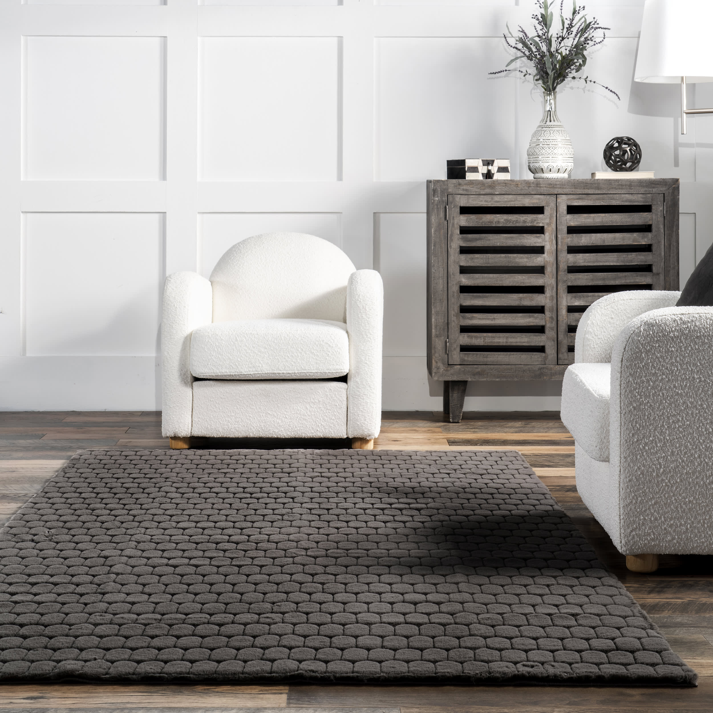 Milazia Honeycomb Plush Cloud Washable Rug | Charcoal - Image 4