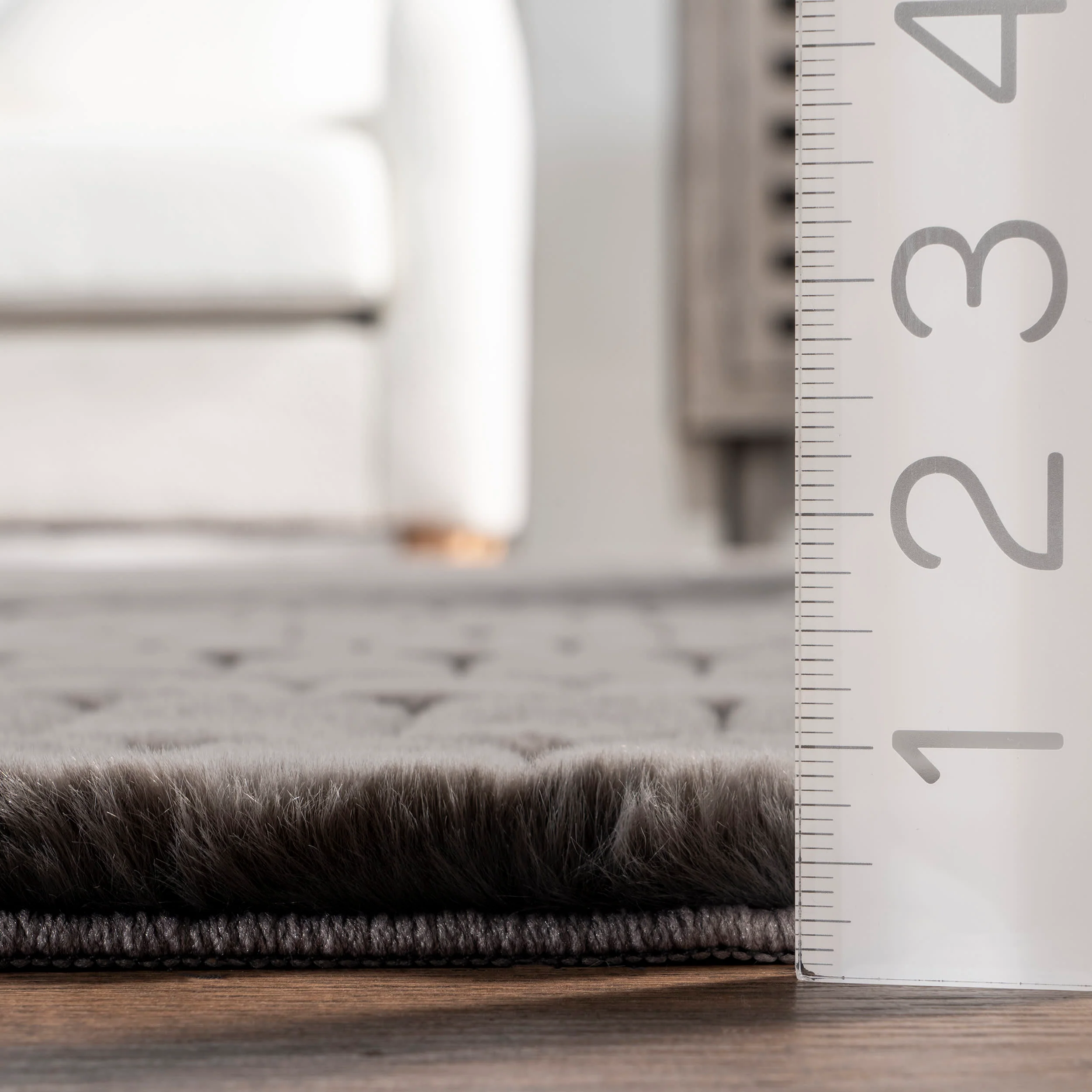 Milazia Honeycomb Plush Cloud Washable Rug | Charcoal - Image 5