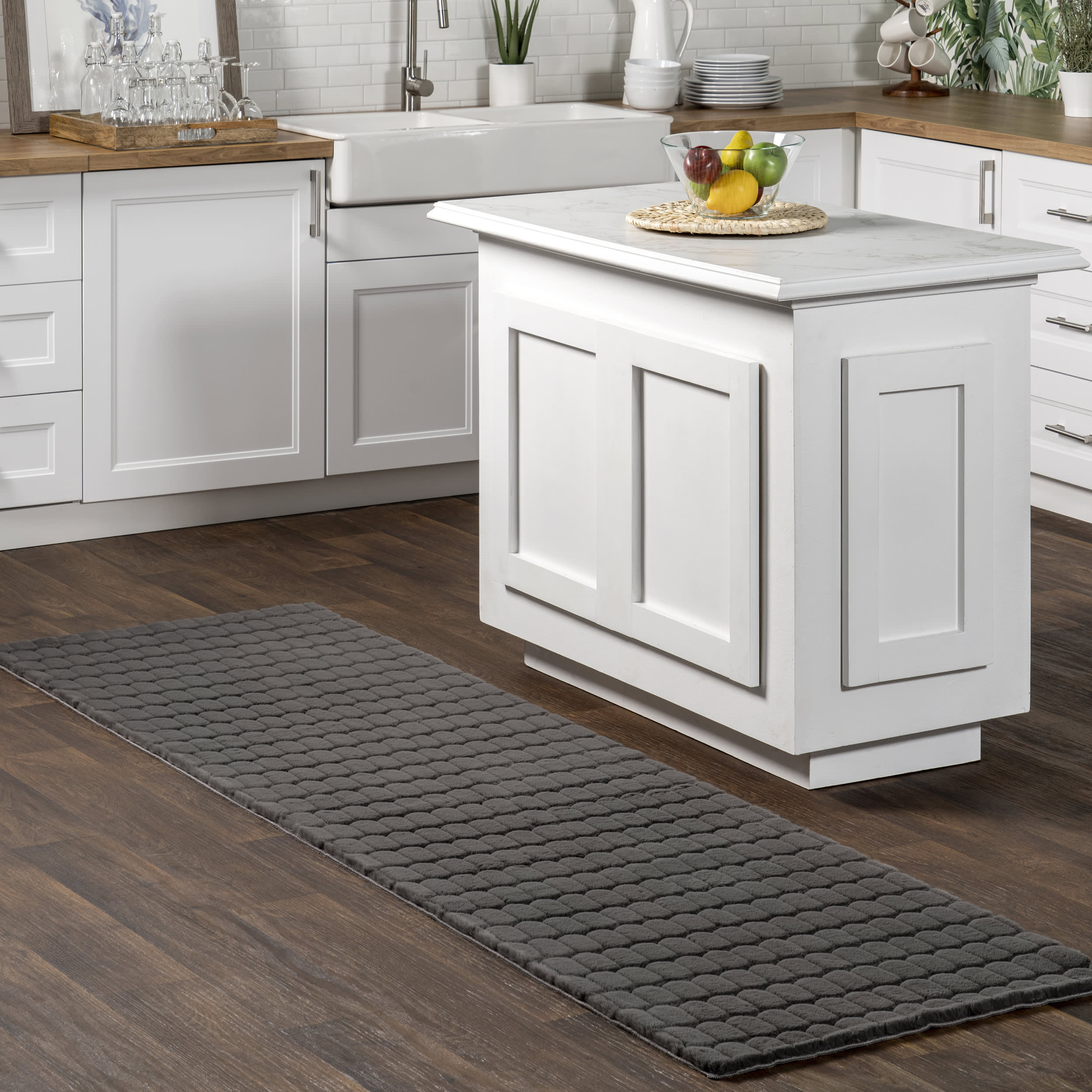 Milazia Honeycomb Plush Cloud Washable Rug | Charcoal - Image 2