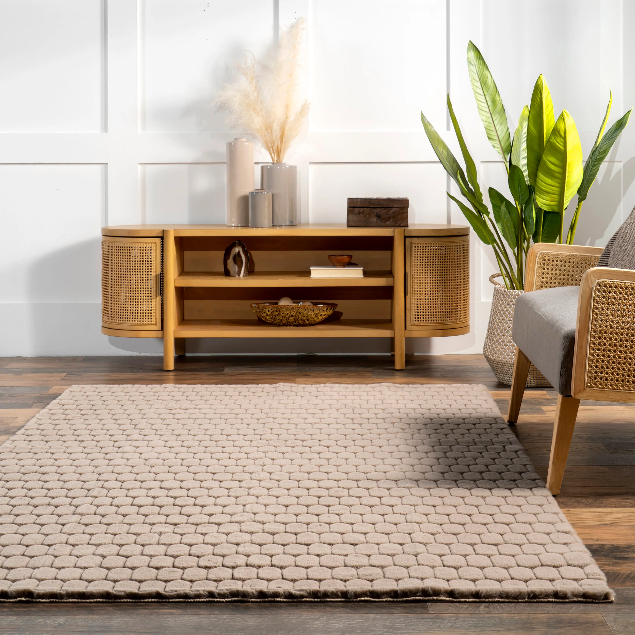 Milazia Honeycomb Plush Cloud Washable Rug | Taupe - Image 4