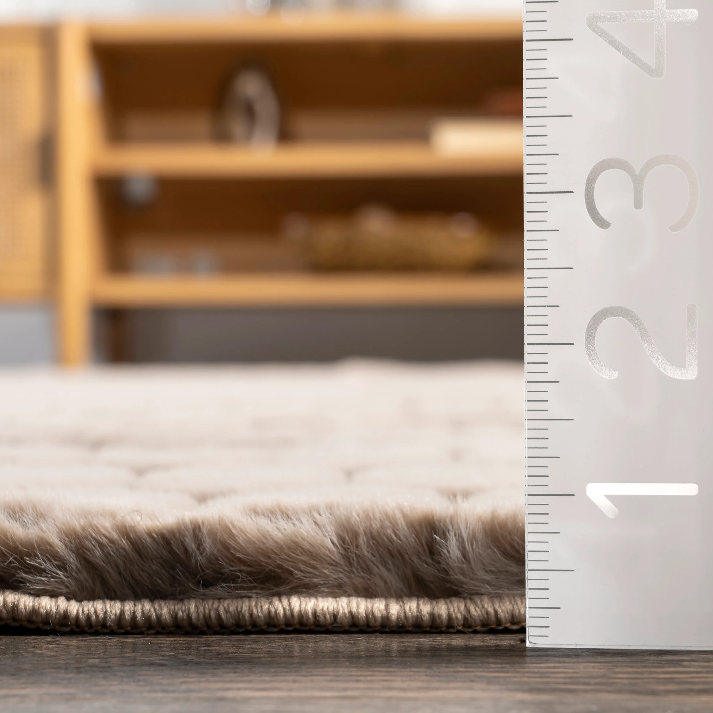 Milazia Honeycomb Plush Cloud Washable Rug | Taupe - Image 5