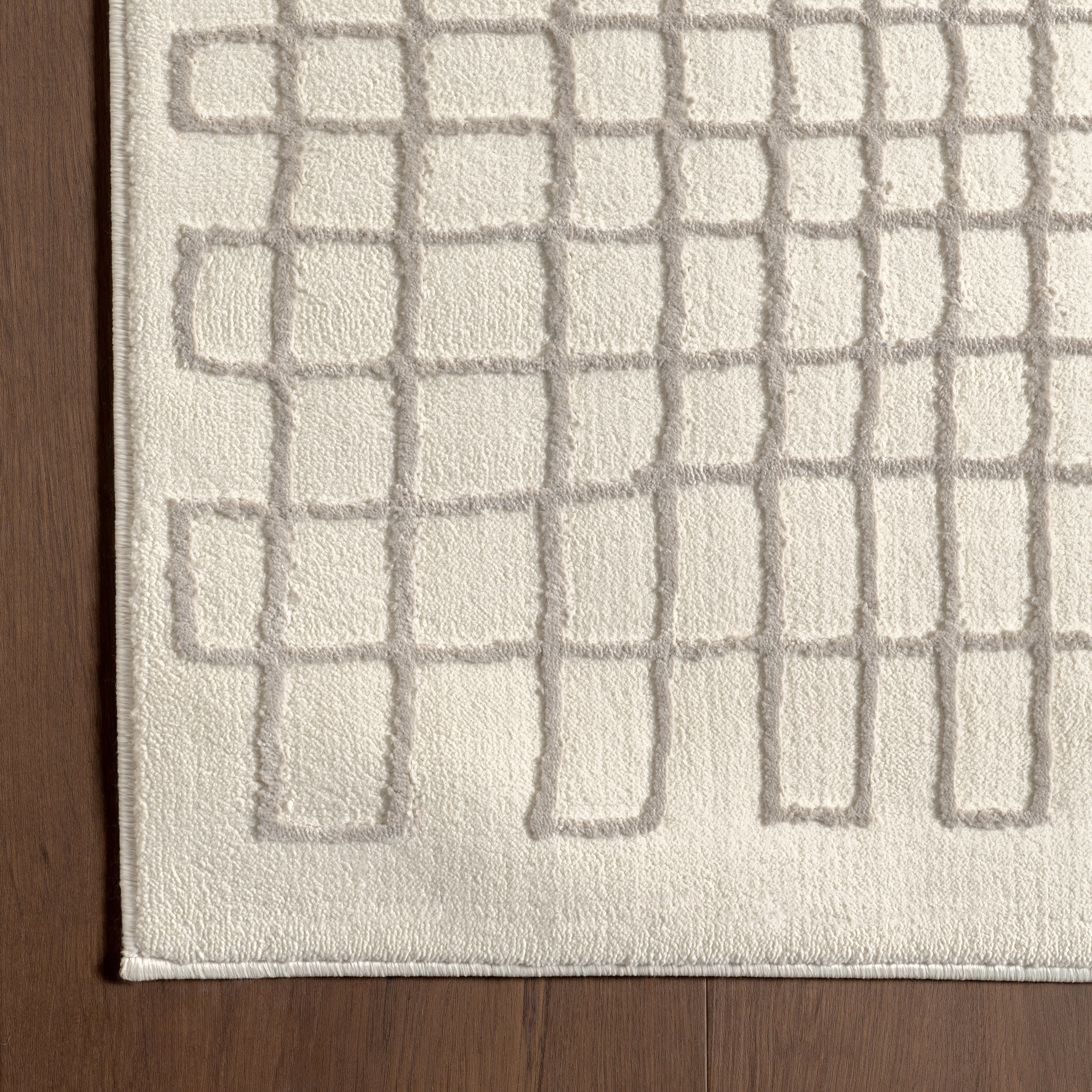 Millburn Plush Textured Washable Rug | Cream/Grey - Image 3