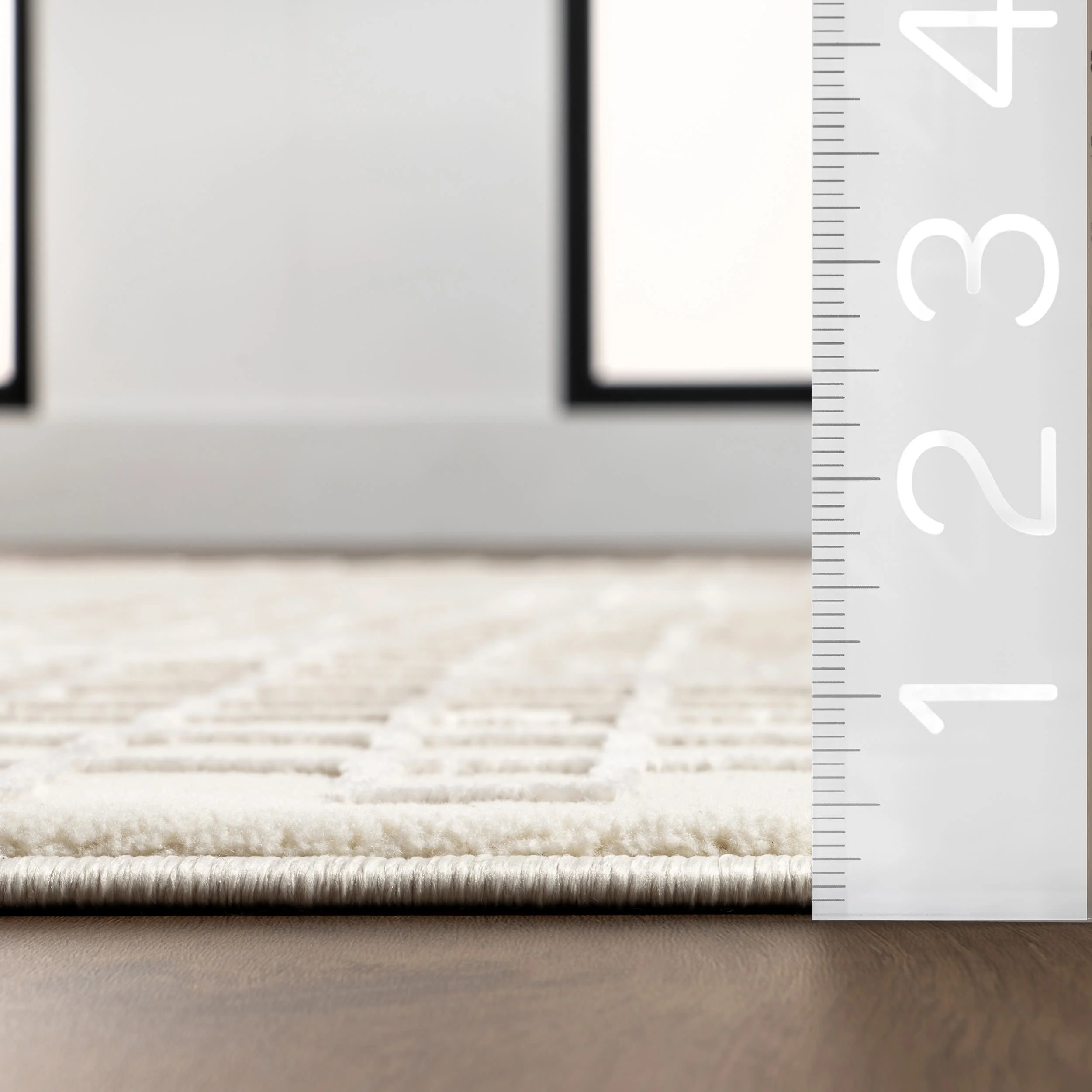 Millburn Plush Textured Washable Rug | Cream/Grey - Image 5