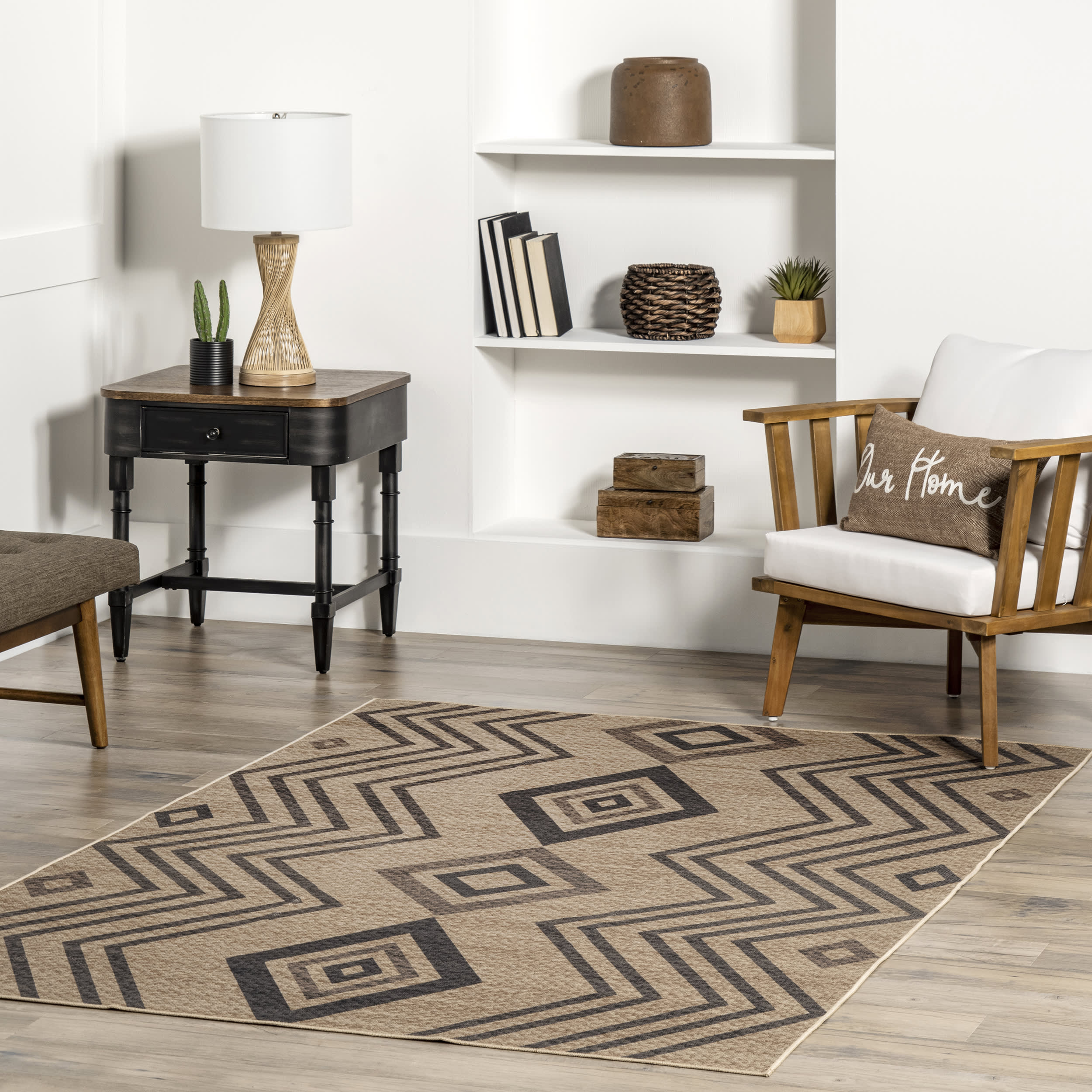 Milly Easy-Jute Washable Waves Rug | Natural - Image 2