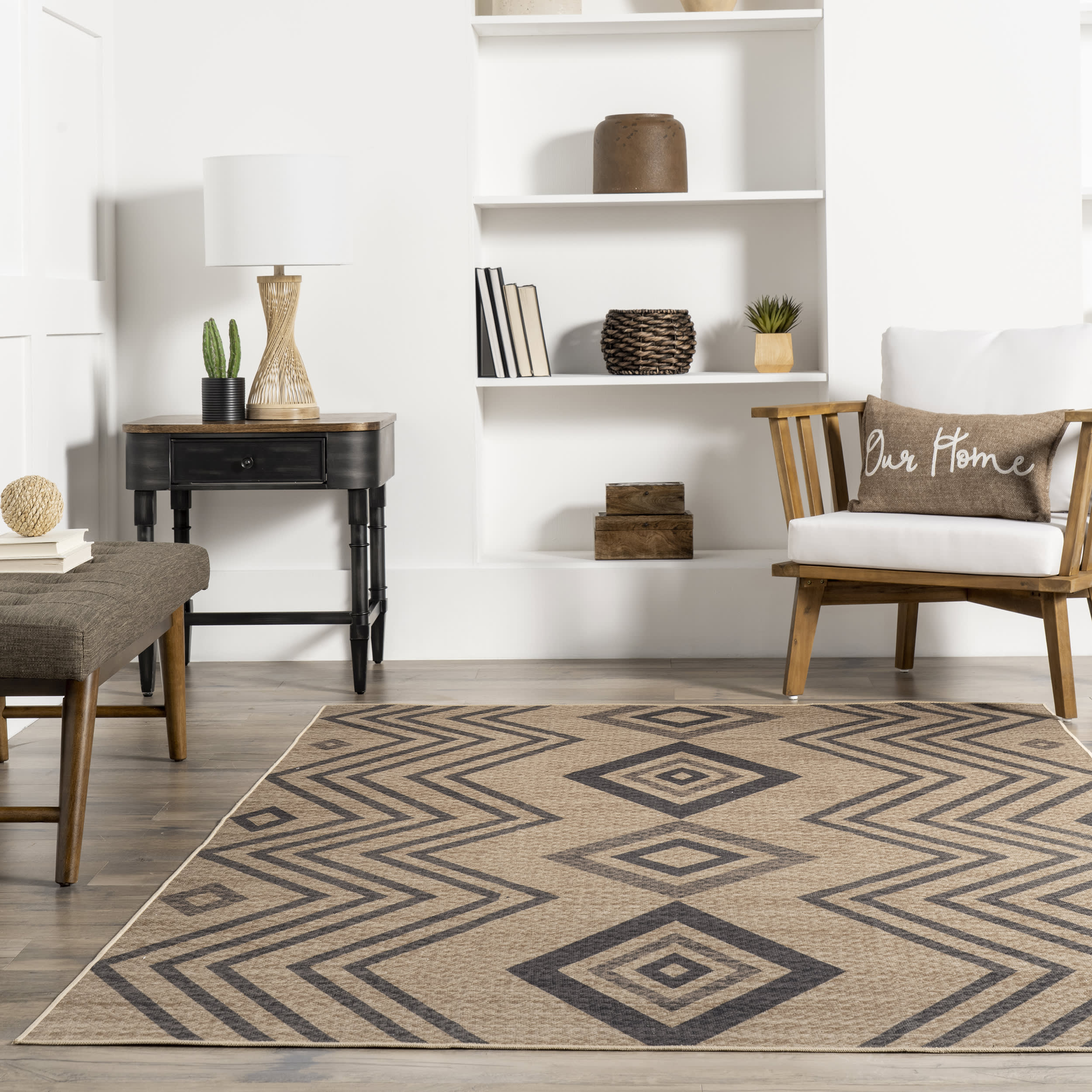 Milly Easy-Jute Washable Waves Rug | Natural - Image 4