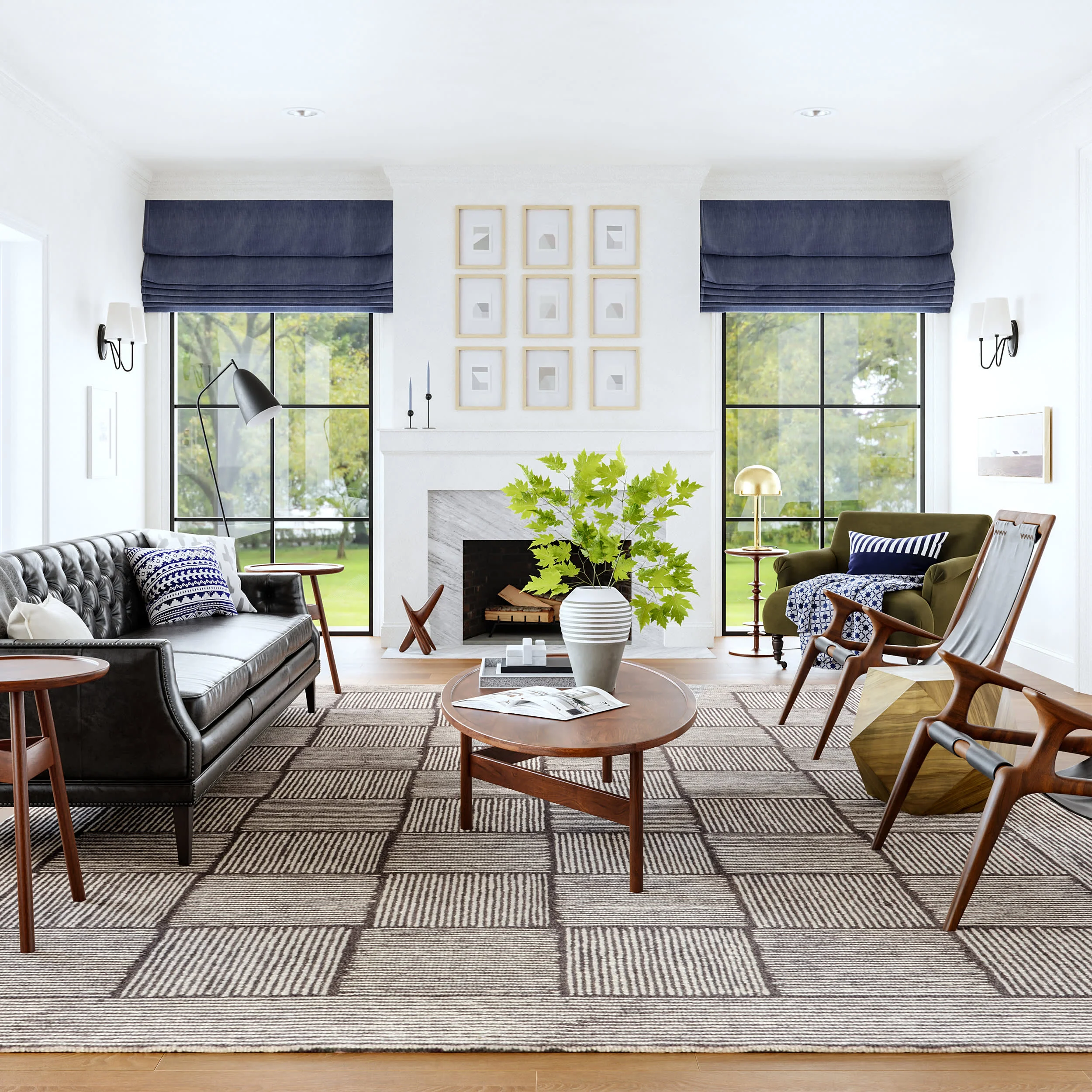 Milo Tiled Wool Rug | Dark Brown - Image 2