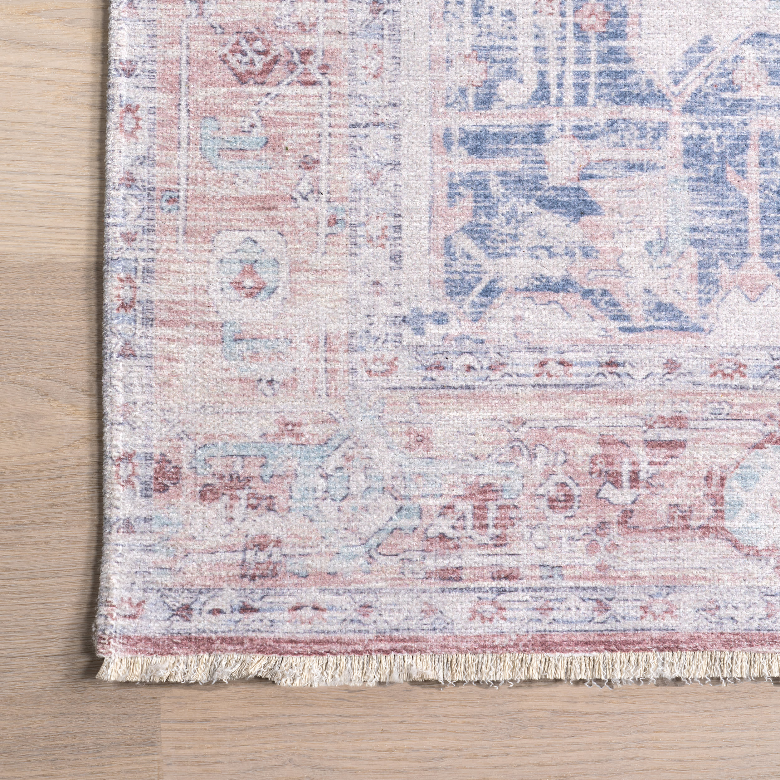 Minnie Fringed Vintage Medallion Washable Rug | Rust - Image 3