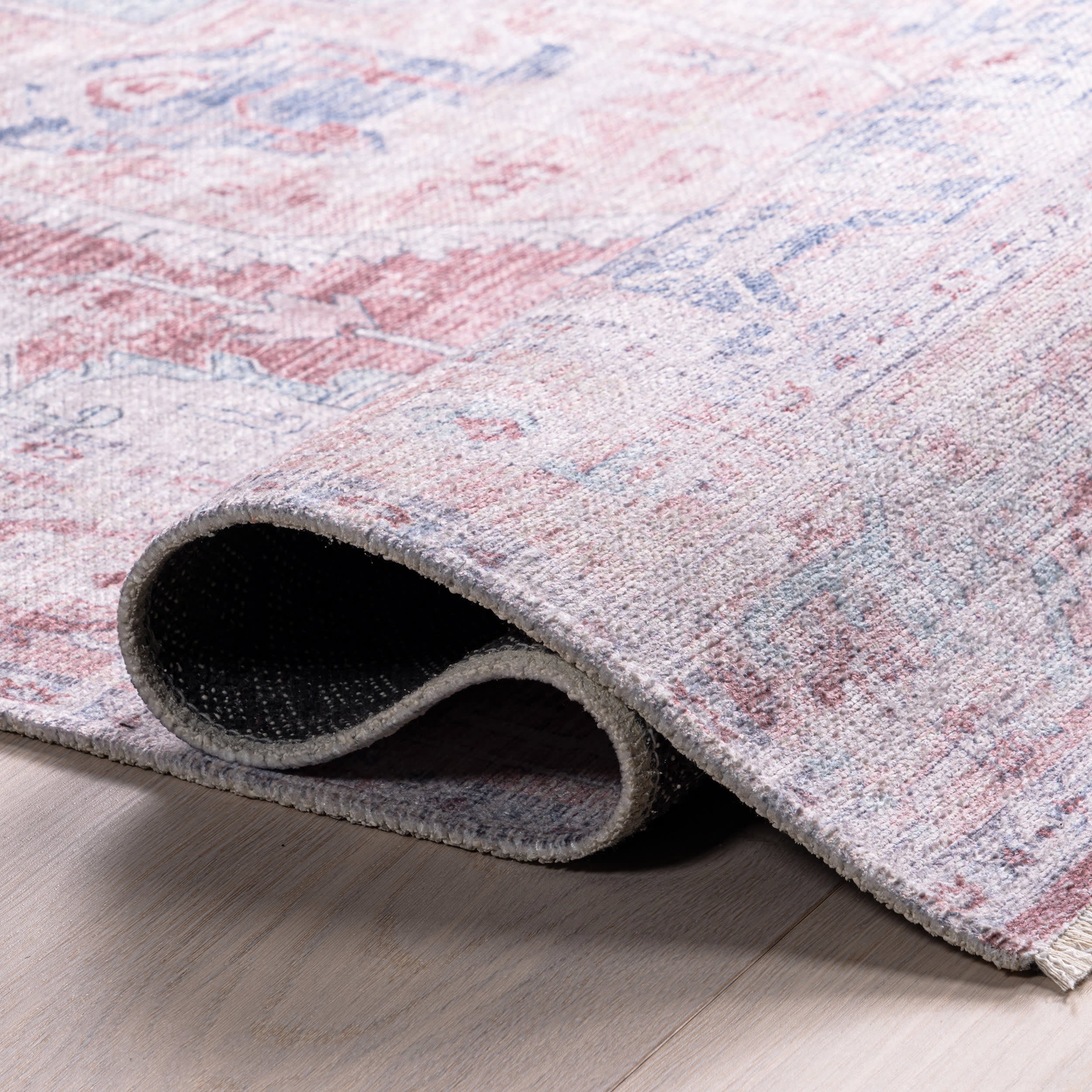 Minnie Fringed Vintage Medallion Washable Rug | Rust - Image 8