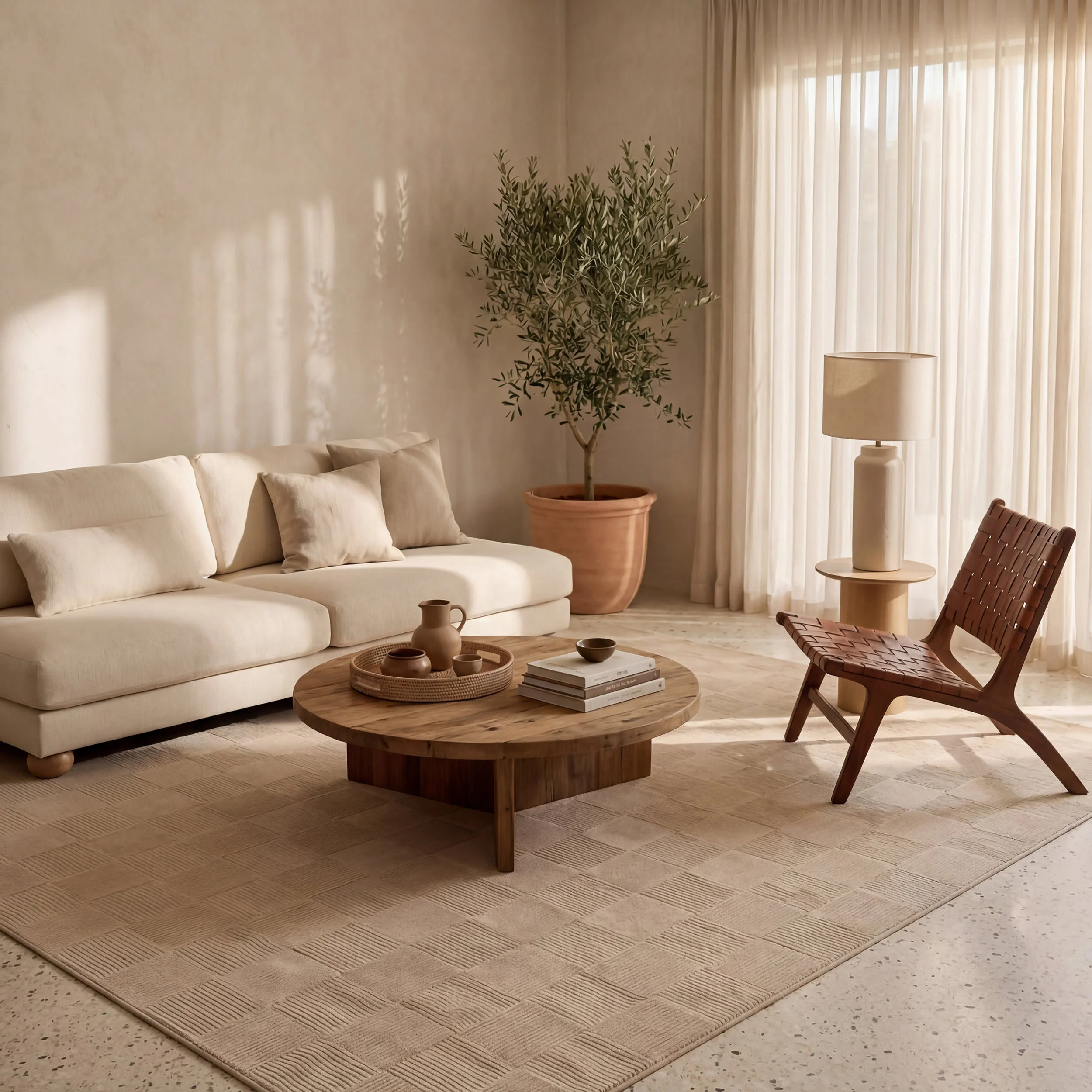 Minra Ribbed Checkered Plush Textured Washable Rug | Cream - Image 2