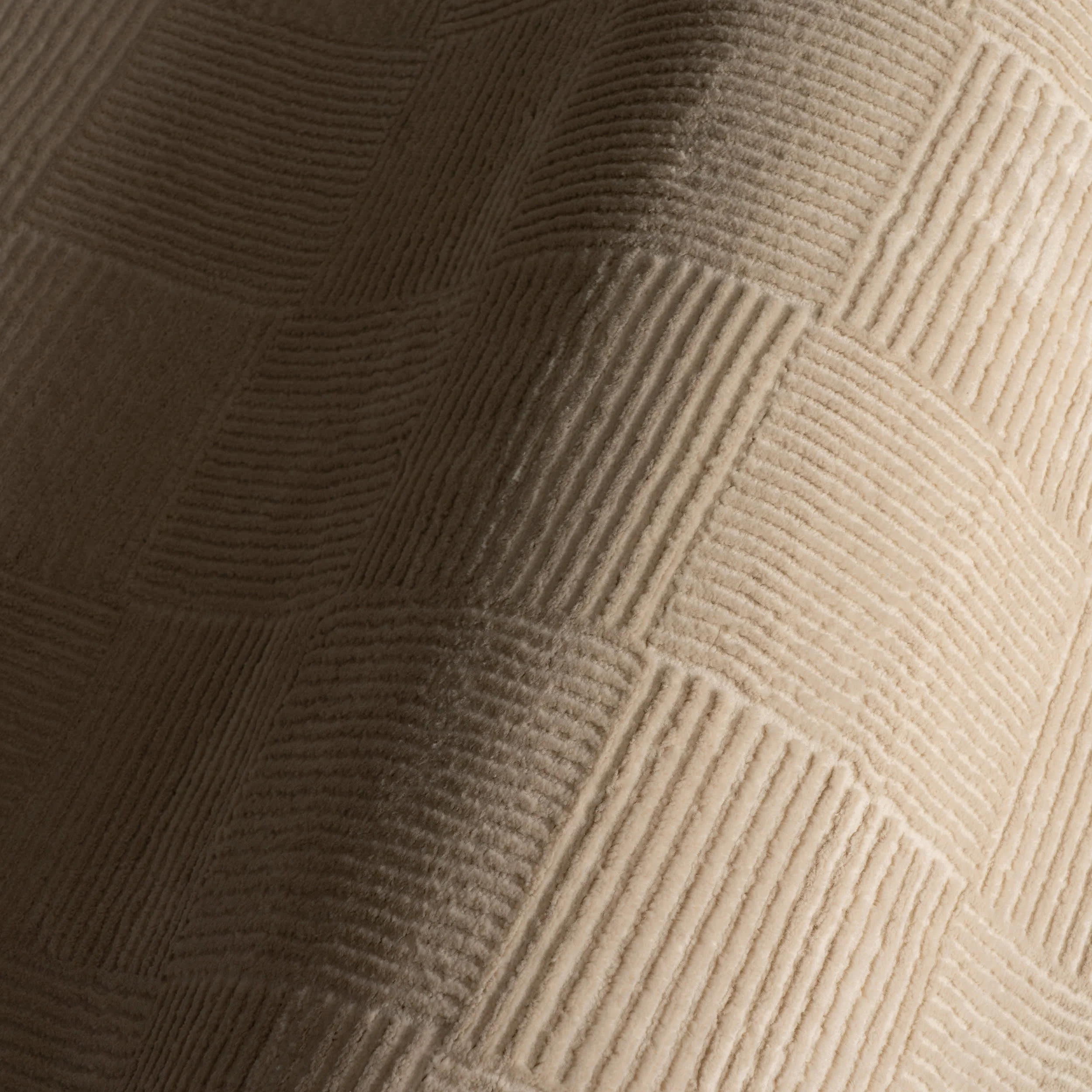 Minra Ribbed Checkered Plush Textured Washable Rug | Cream - Image 3