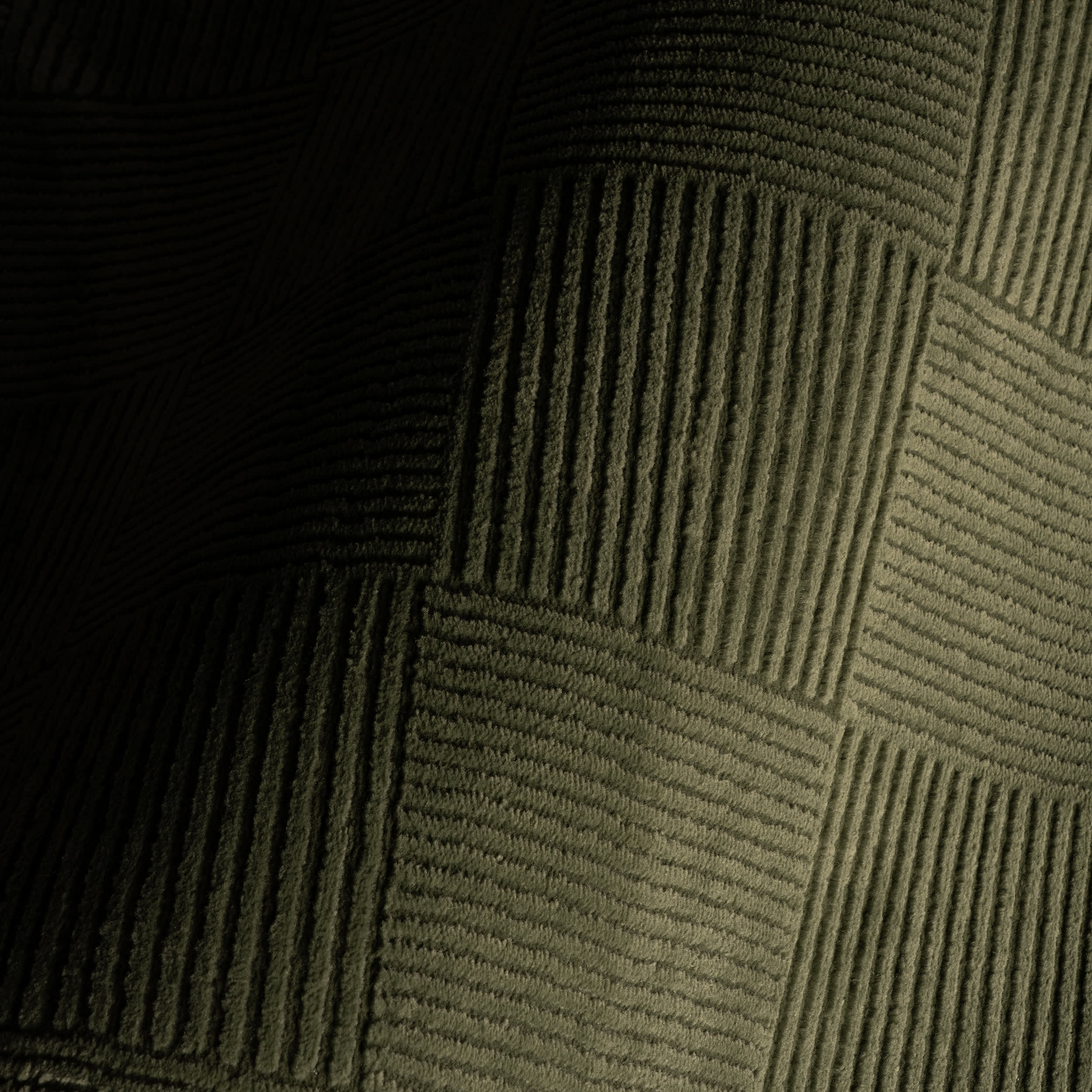 Minra Ribbed Checkered Plush Textured Washable Rug | Green - Image 3