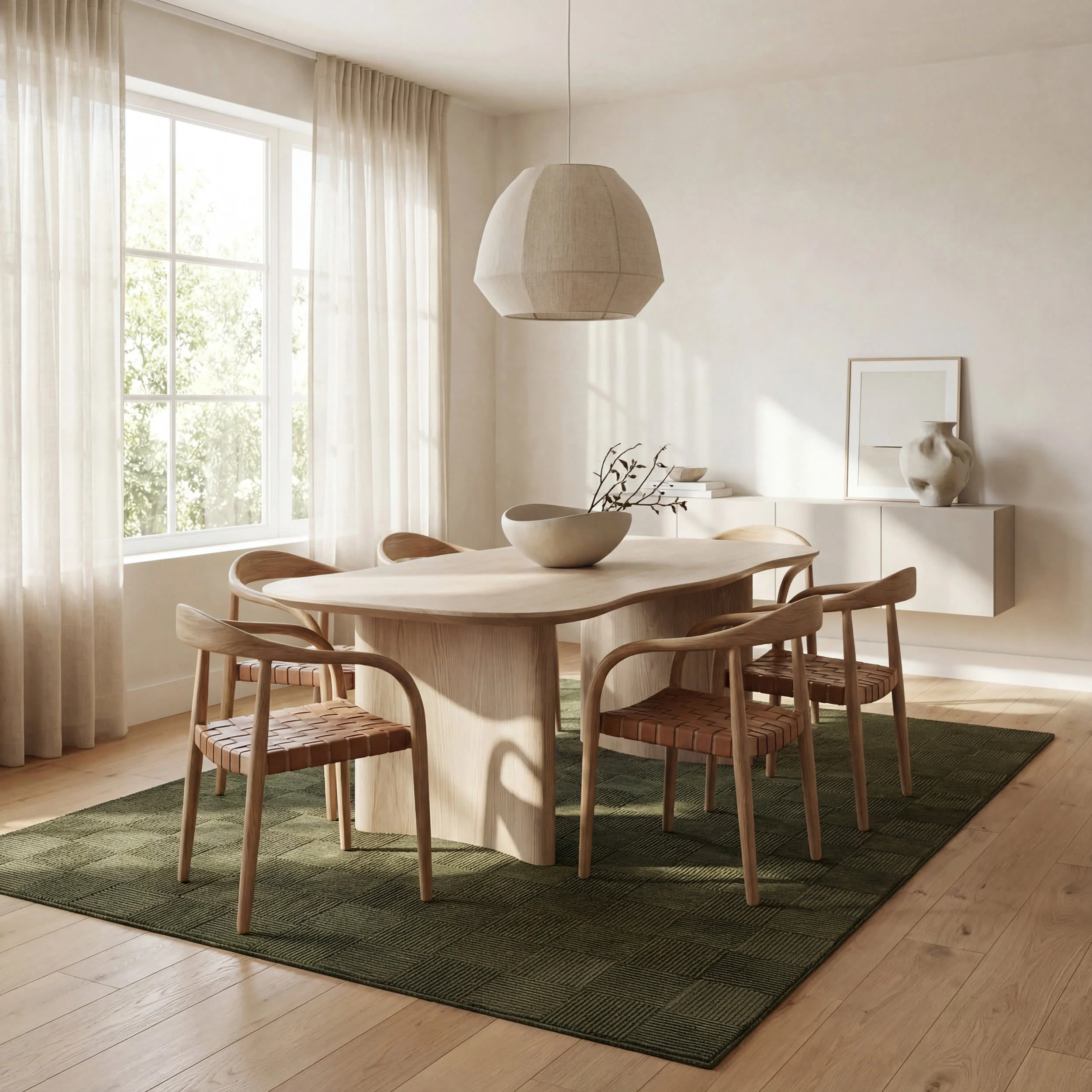 Minra Ribbed Checkered Plush Textured Washable Rug | Green - Image 6