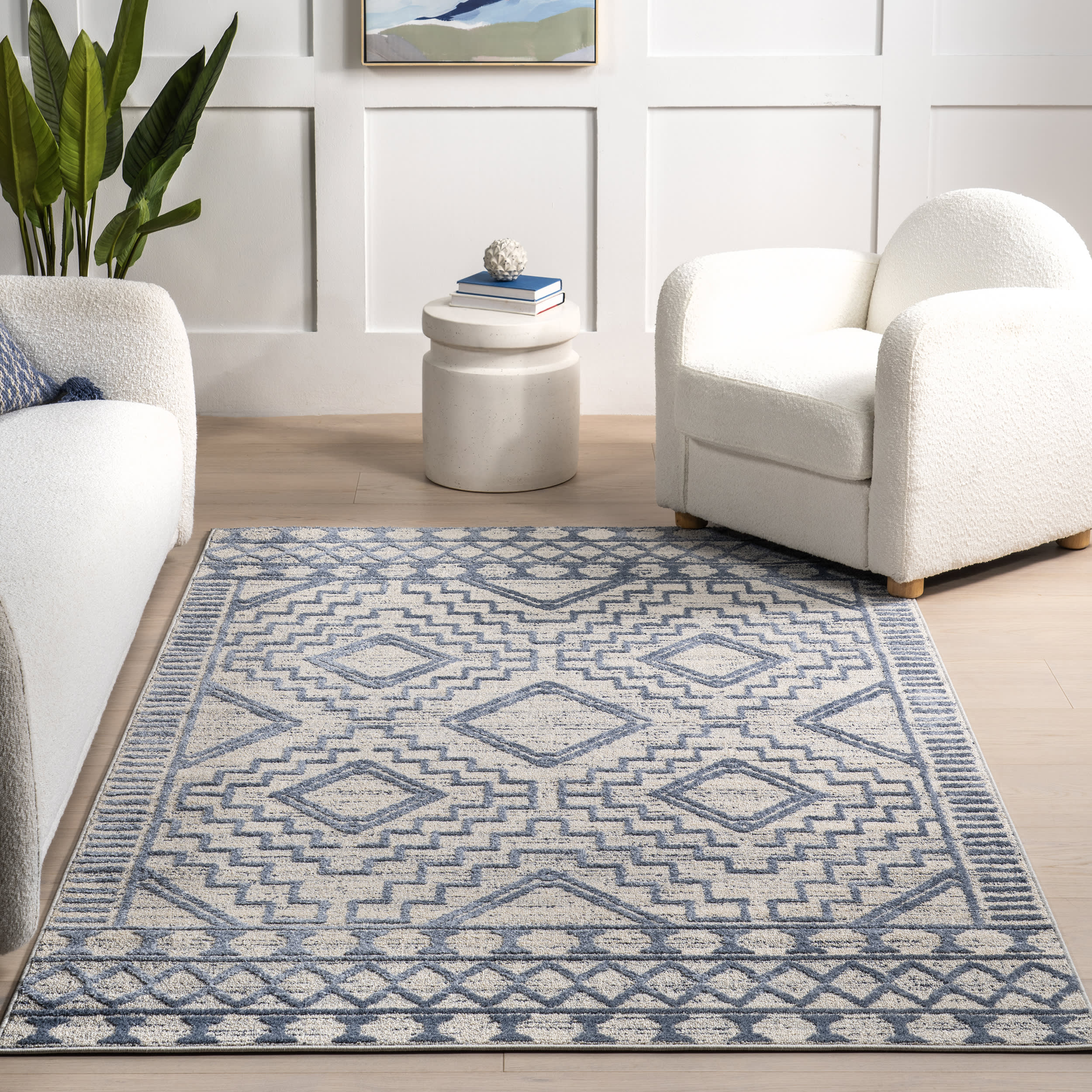 Miranda Moroccan Diamond Rug | Blue - Image 5
