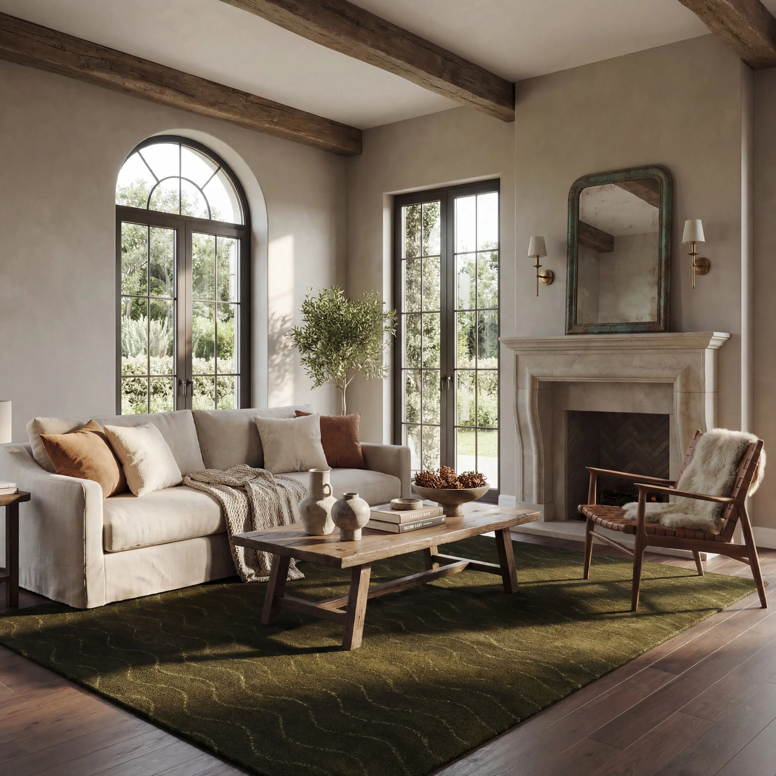 Mireille Solid Wool Cozy Rug | Green - Image 2