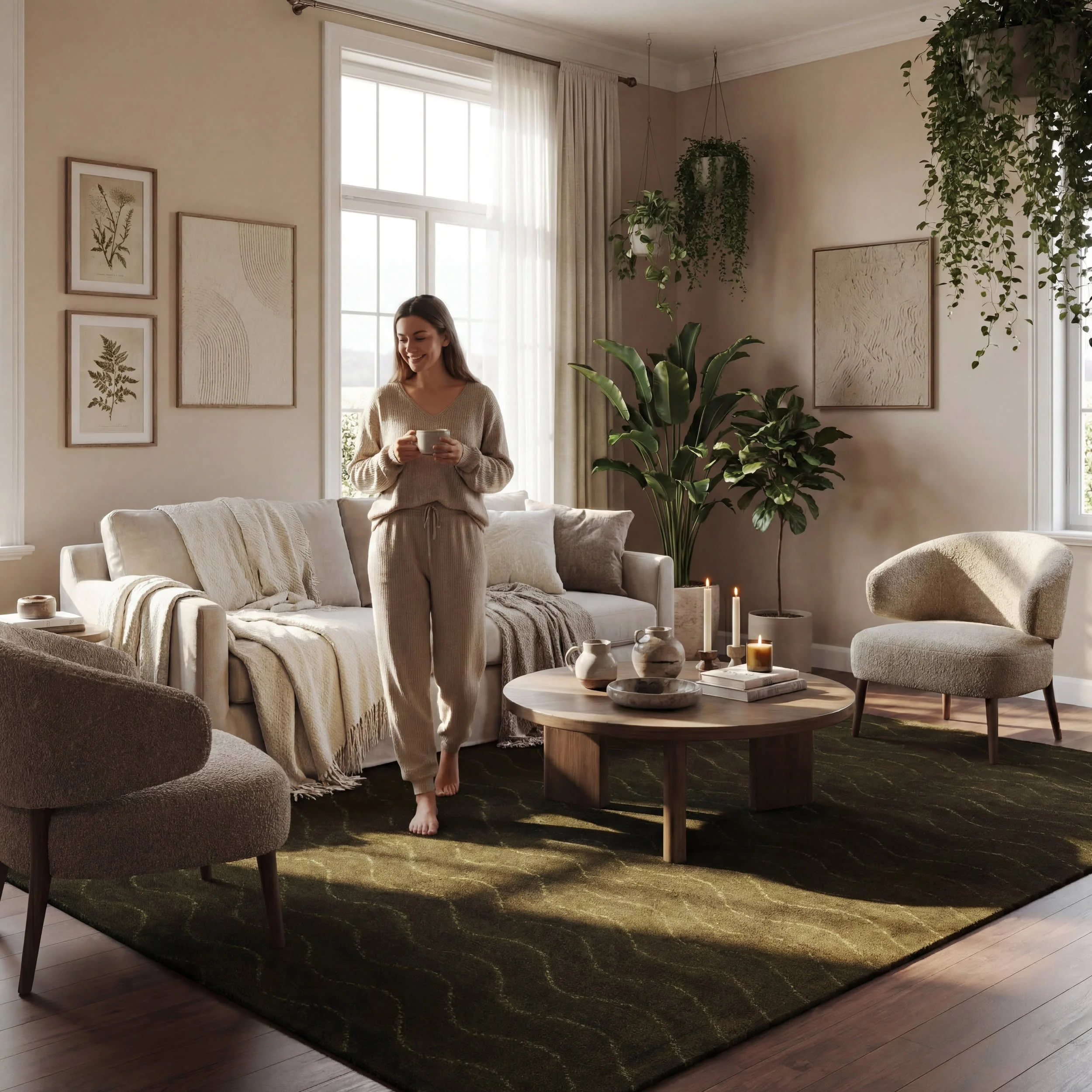 Mireille Solid Wool Cozy Rug | Green - Image 9