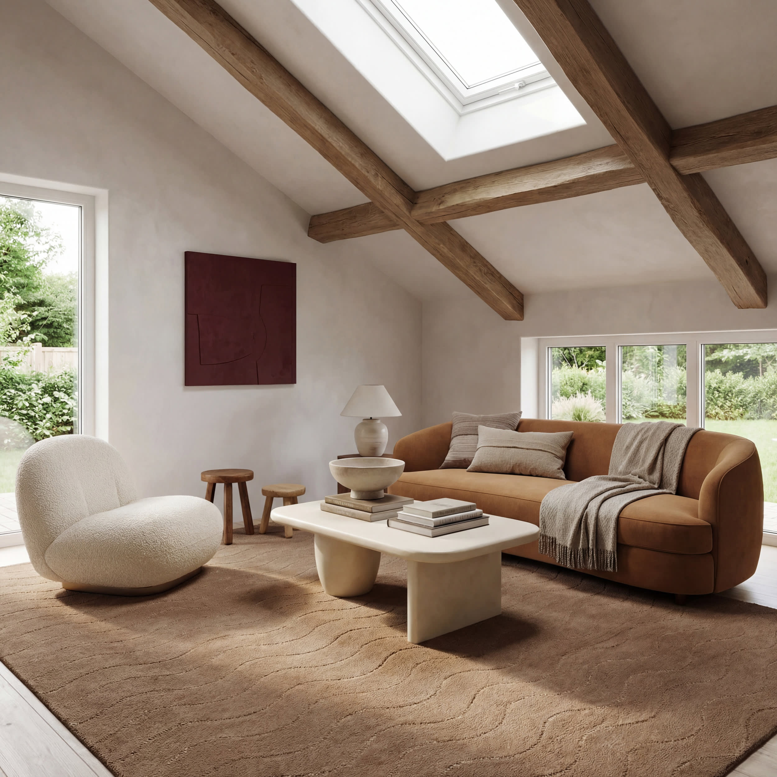 Mireille Solid Wool Cozy Rug | Sand - Image 2