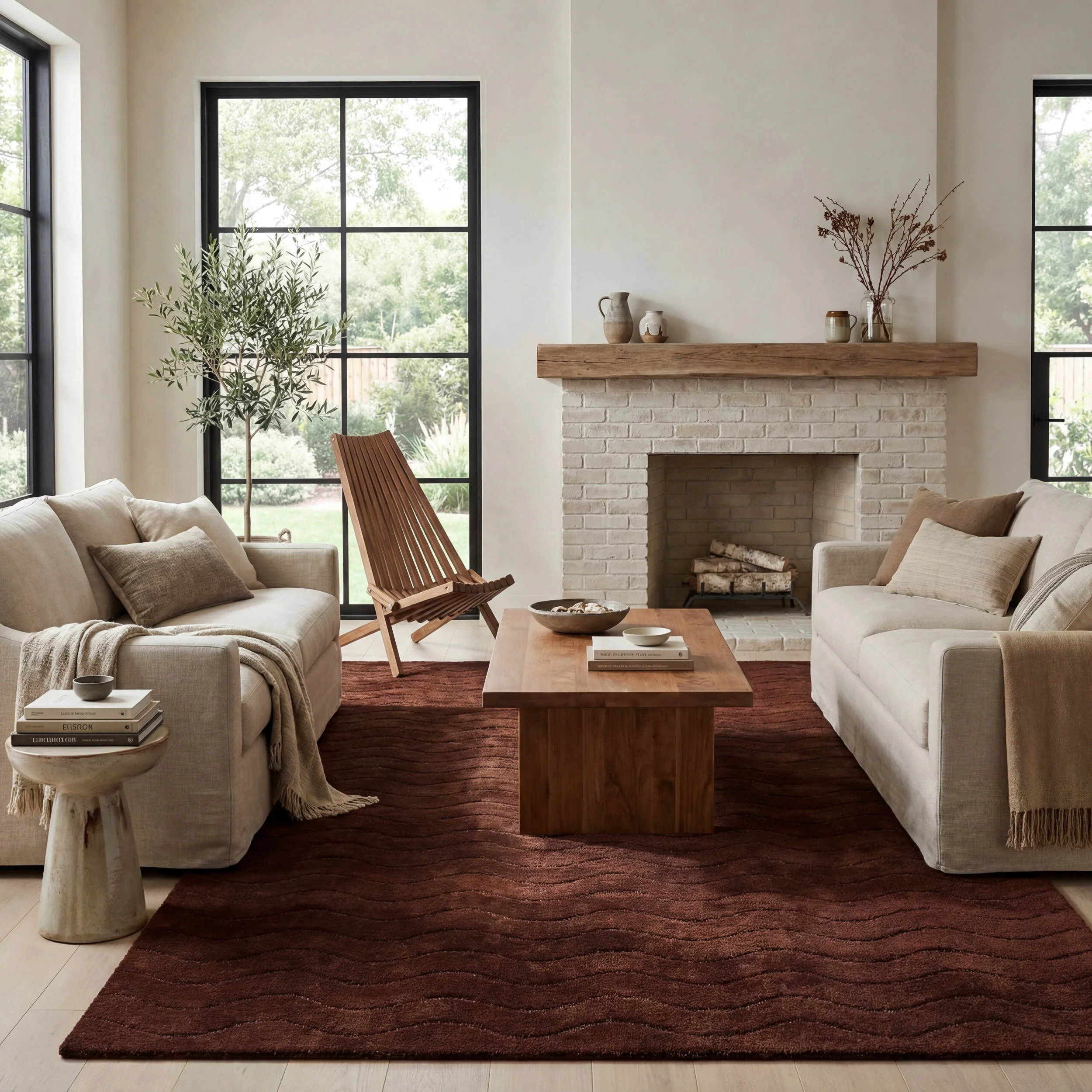 Mireille Solid Wool Cozy Rug | Brown - Image 2