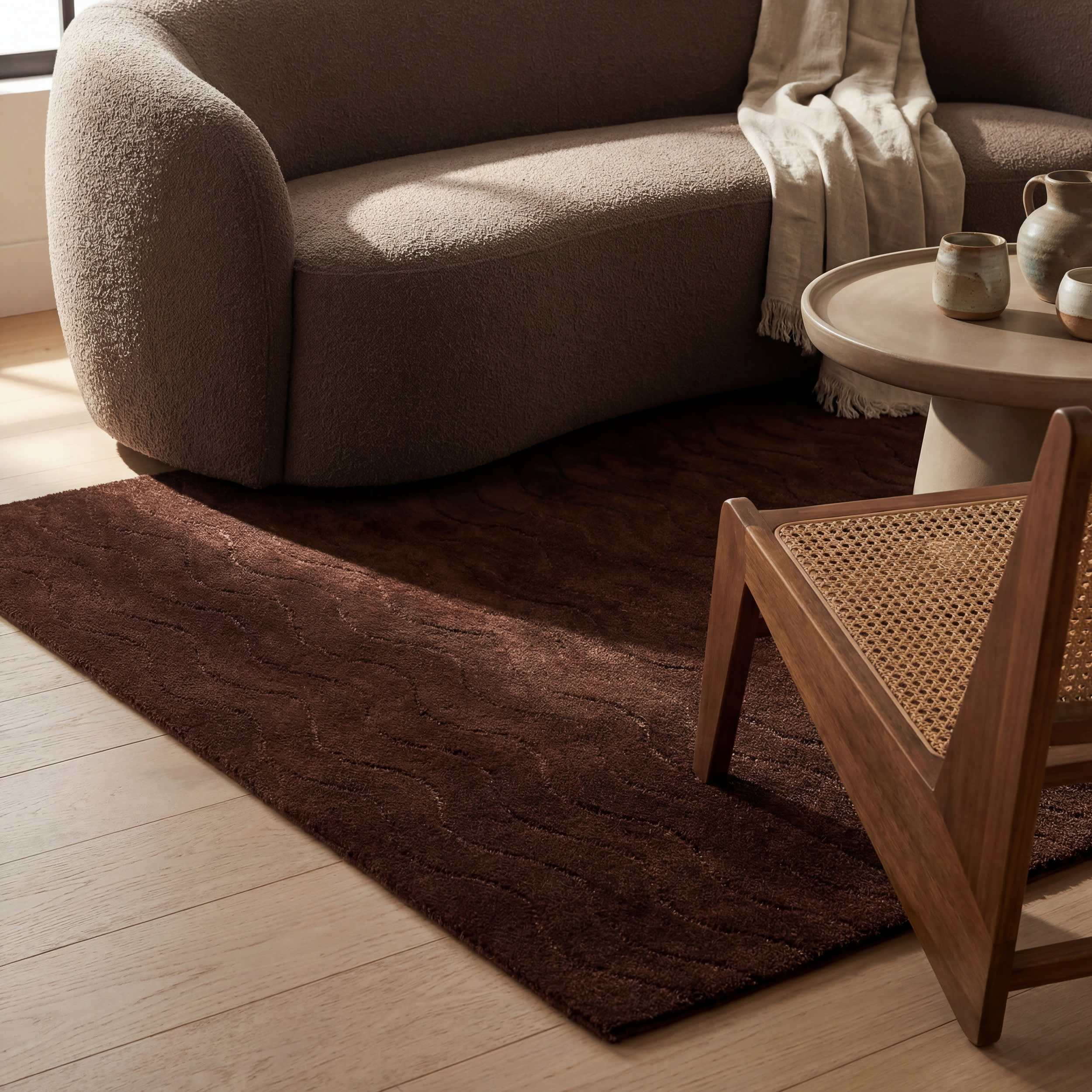 Mireille Solid Wool Cozy Rug | Brown - Image 5