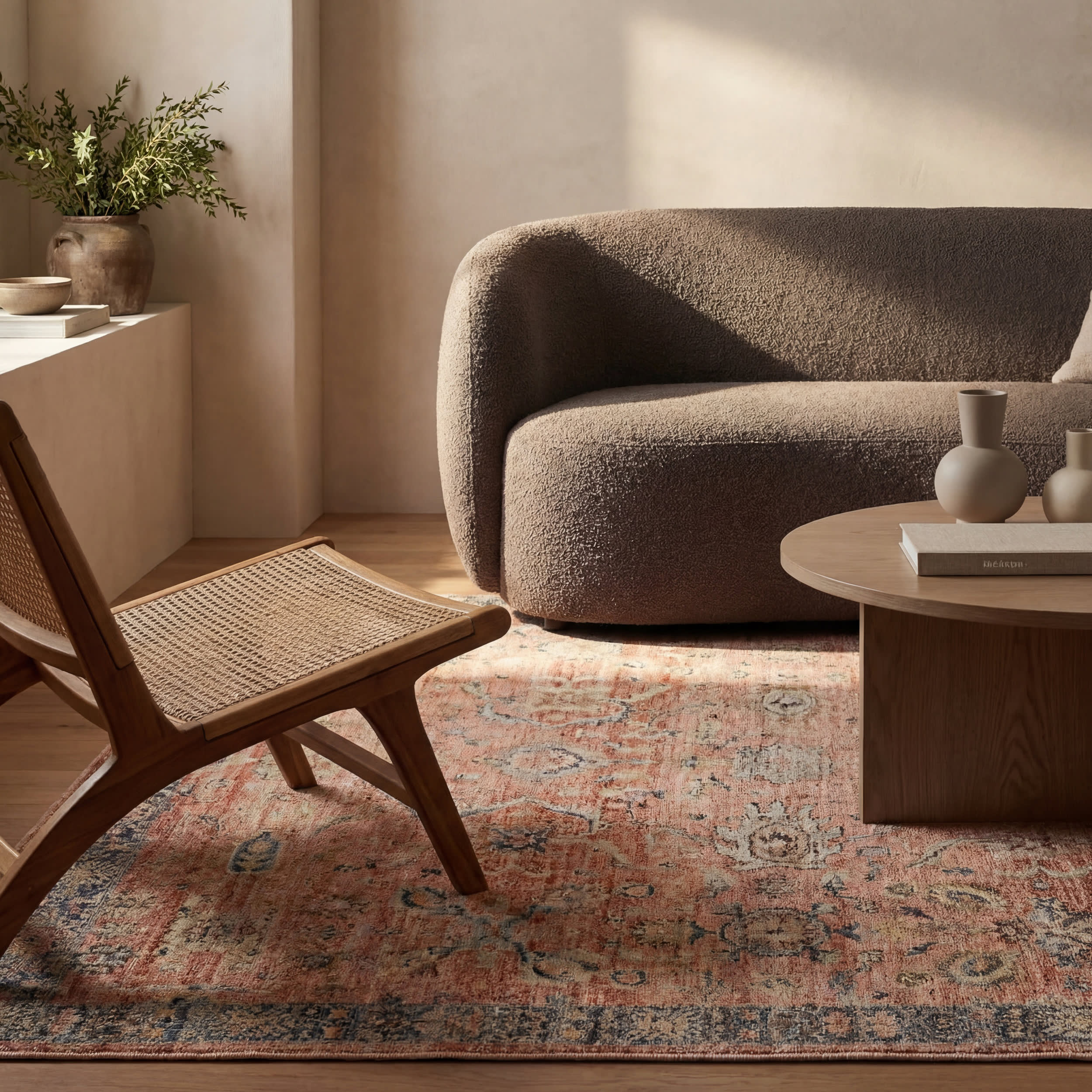Mirelda Traditional Bordered Washable Rug | Peach - Image 5