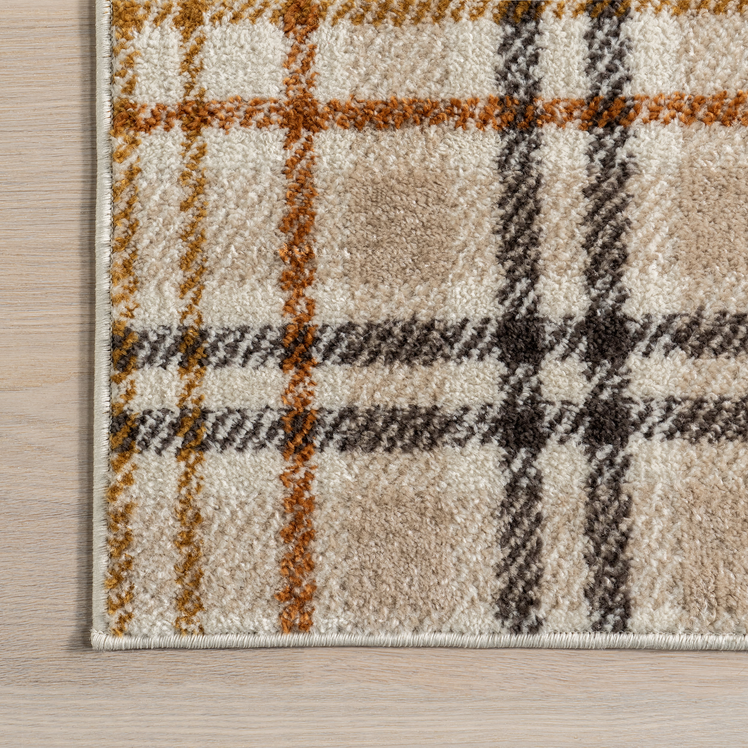Mirielle Plaid Rug | Orange And Grey - Image 3