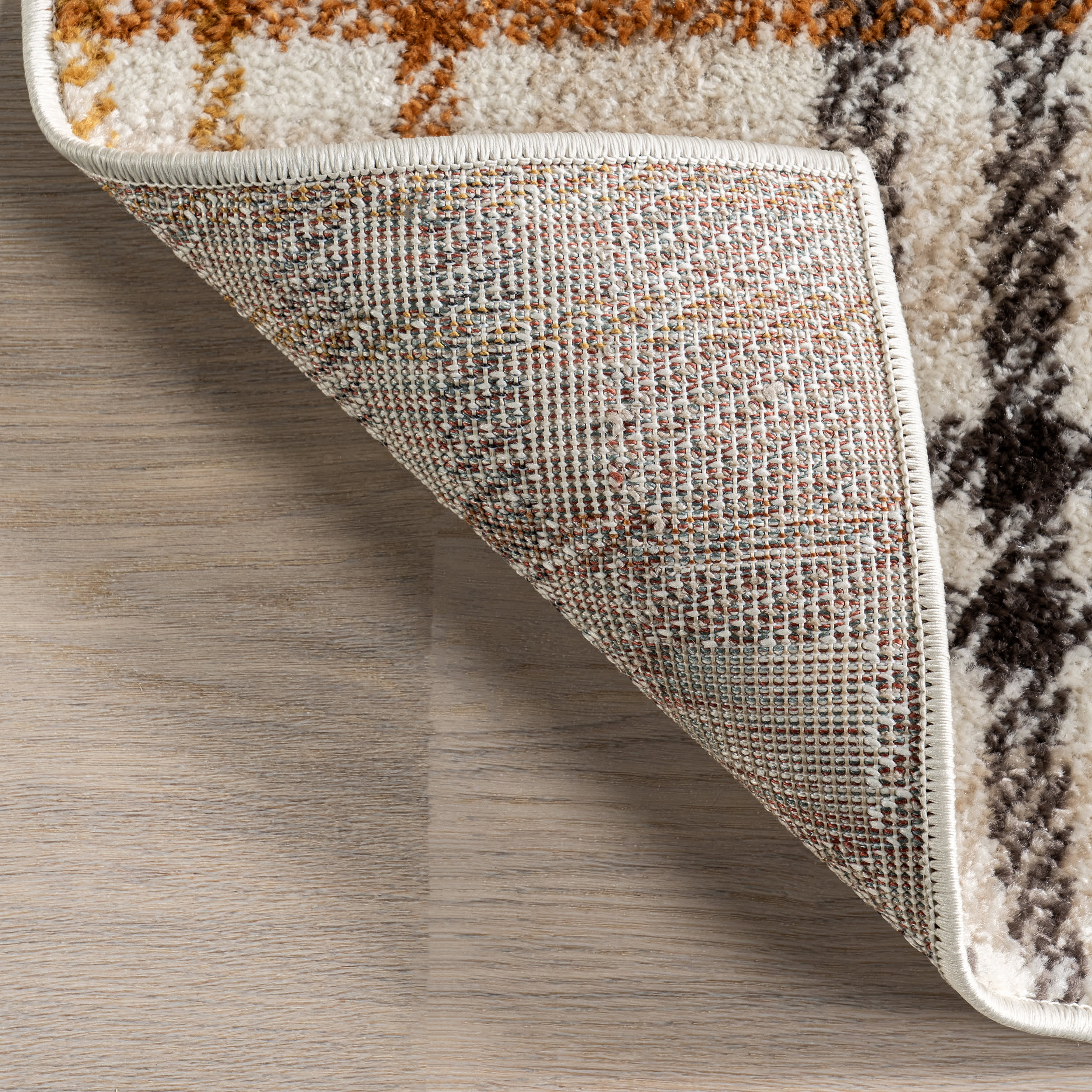Mirielle Plaid Rug | Orange And Grey - Image 6