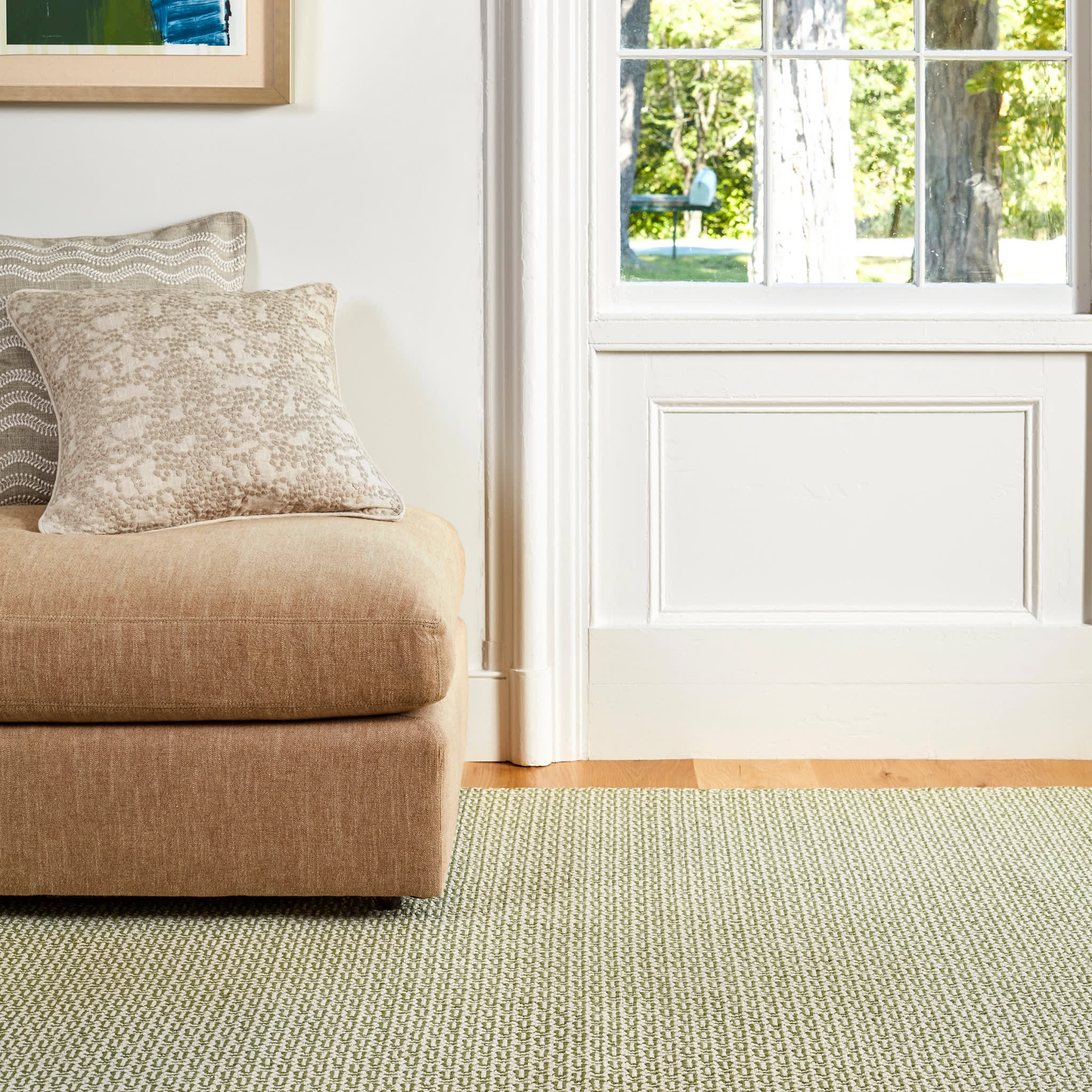 Miss Muffet Handwoven Cotton Rug | Olive - Image 3