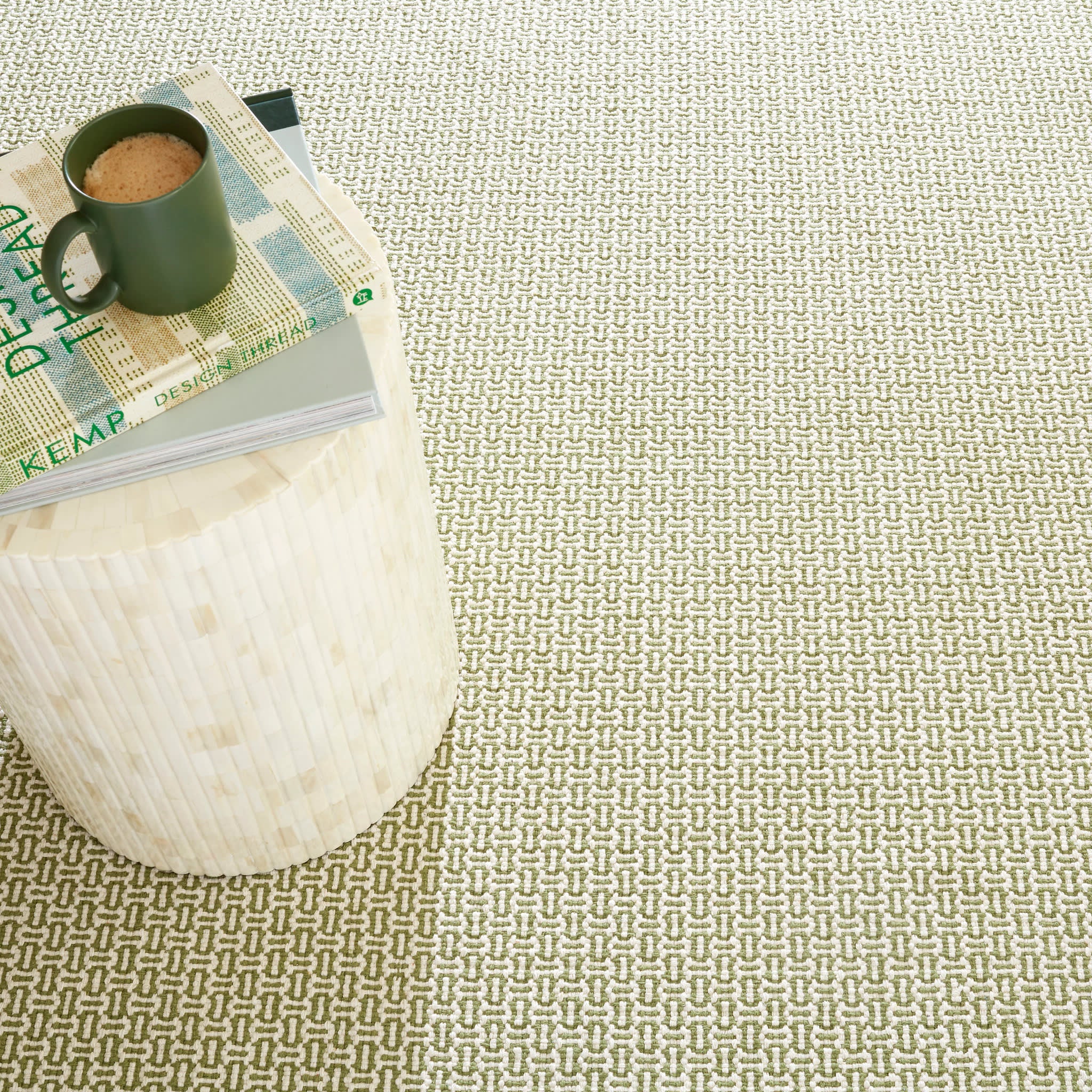 Miss Muffet Handwoven Cotton Rug | Olive - Image 4