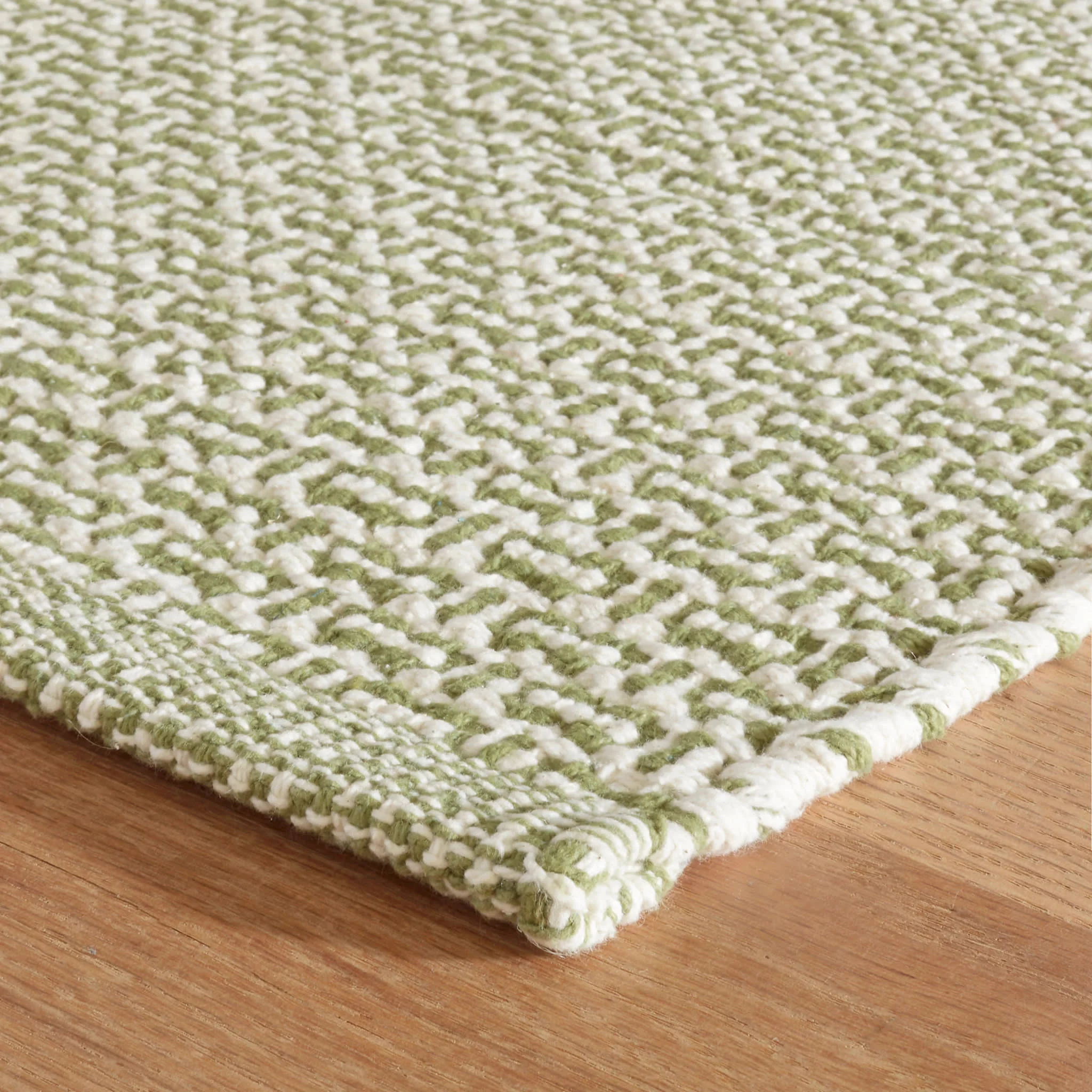 Miss Muffet Handwoven Cotton Rug | Olive - Image 6