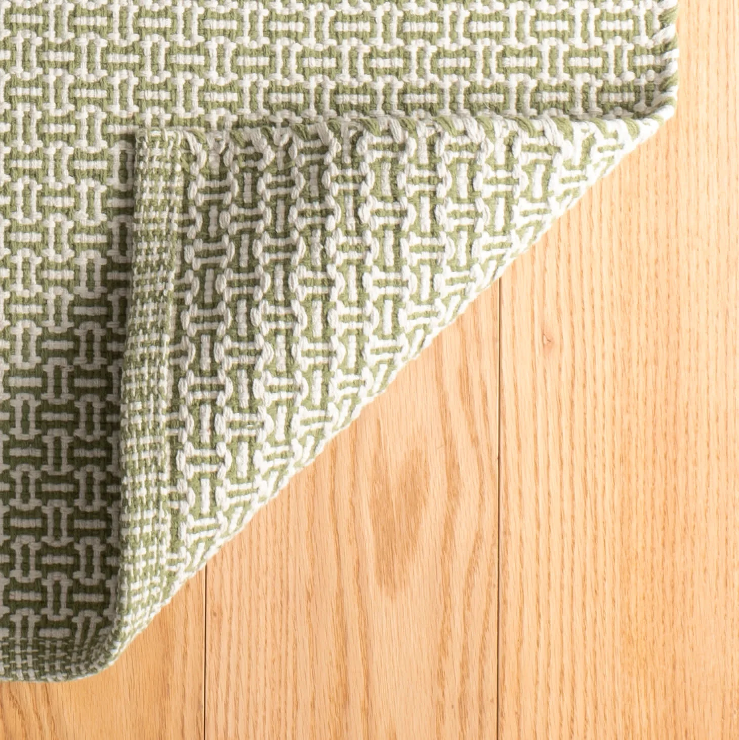 Miss Muffet Handwoven Cotton Rug | Olive - Image 7
