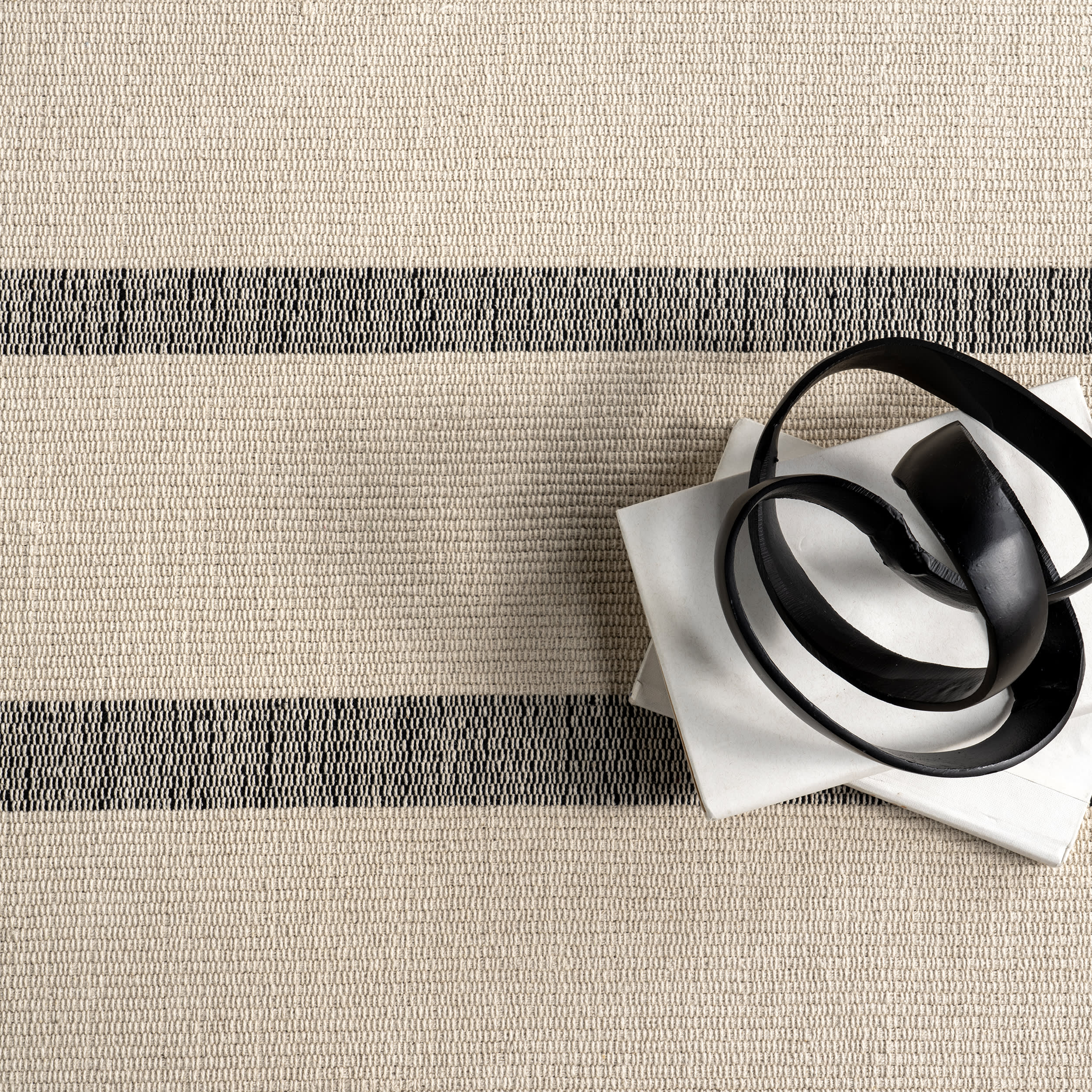Missy Striped Cotton Rug | Ivory - Image 7