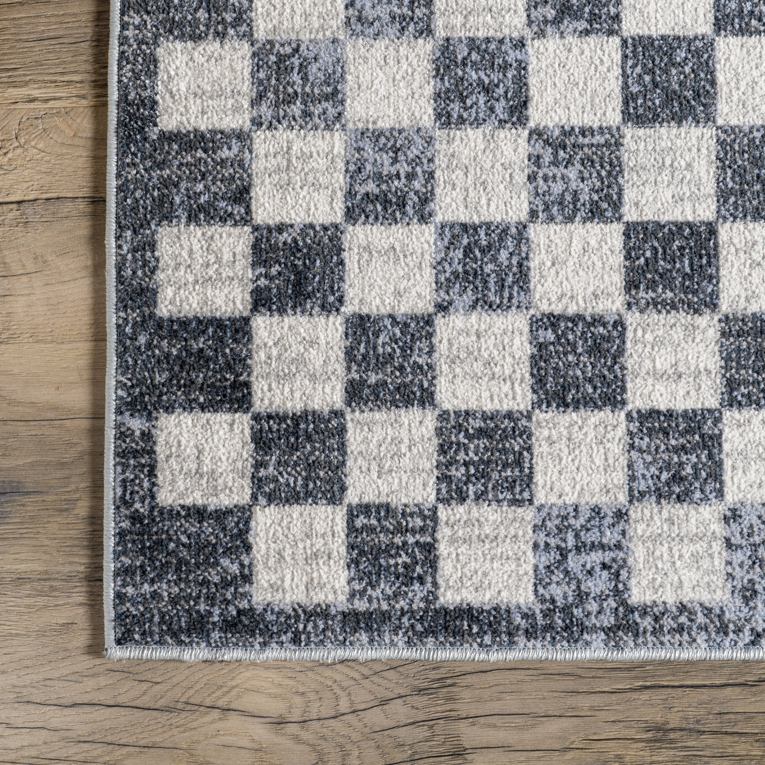 Mitzy Washable Checkered Rug | Slate Blue - Image 3