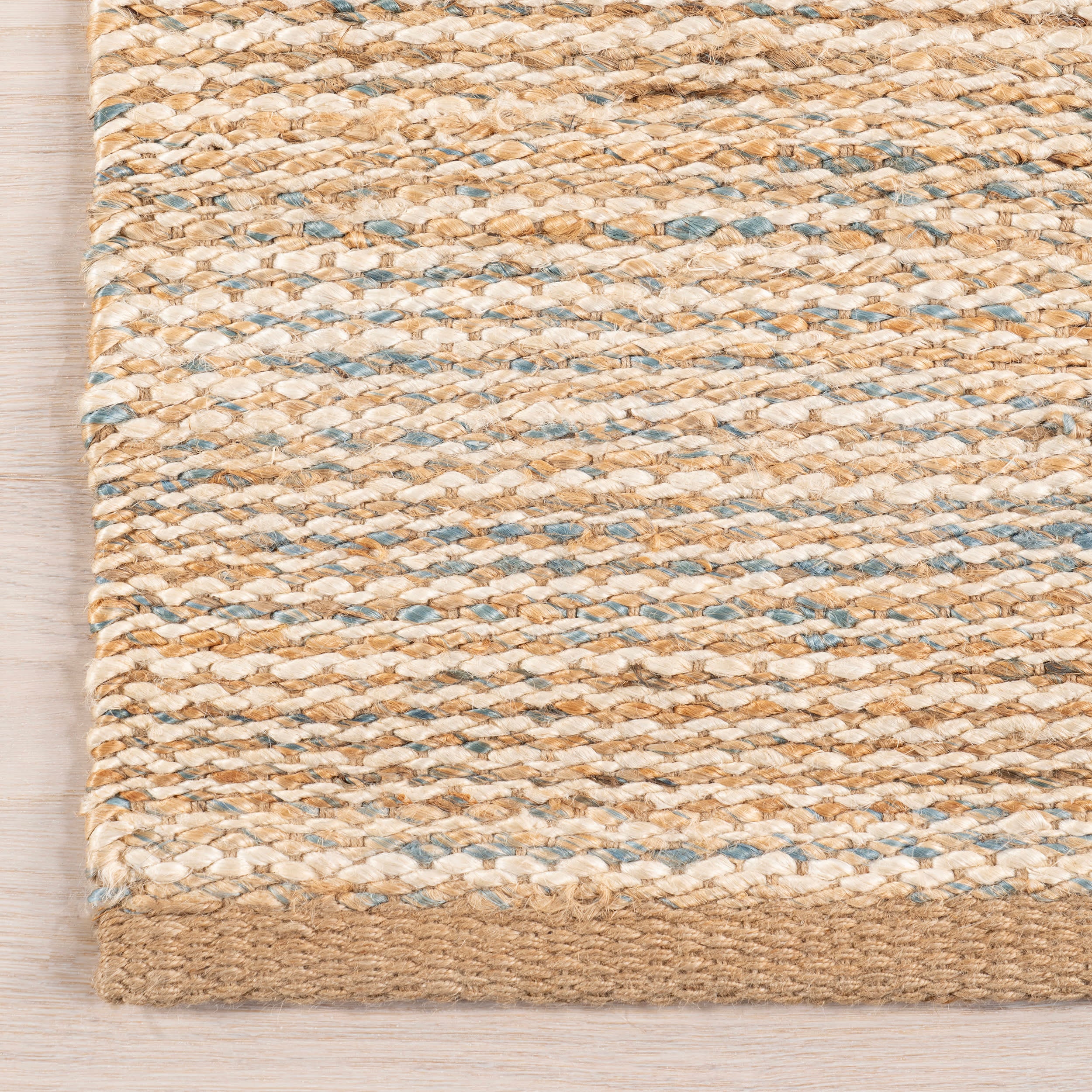 Mixed Stripe Handwoven Jute Rug | Blue - Image 3