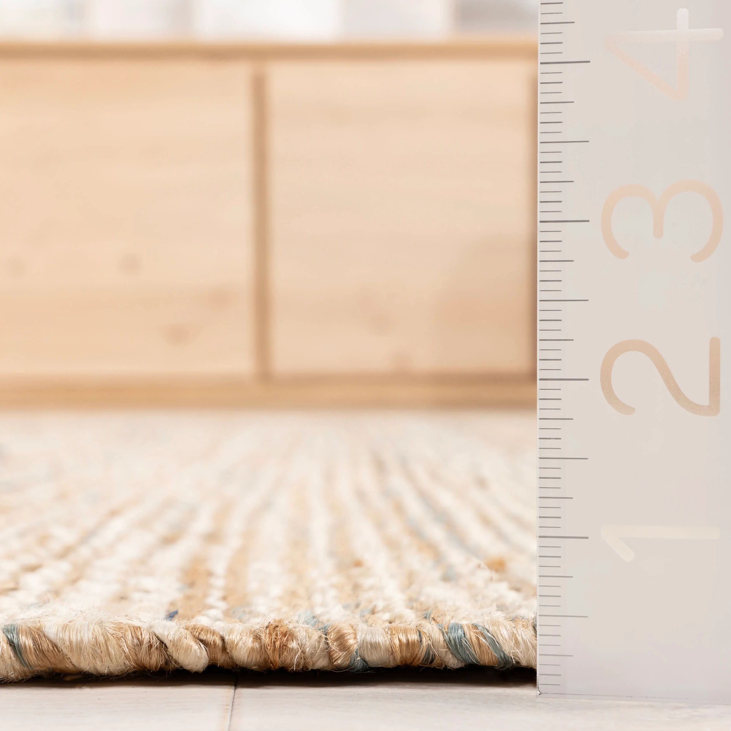 Mixed Stripe Handwoven Jute Rug | Blue - Image 5