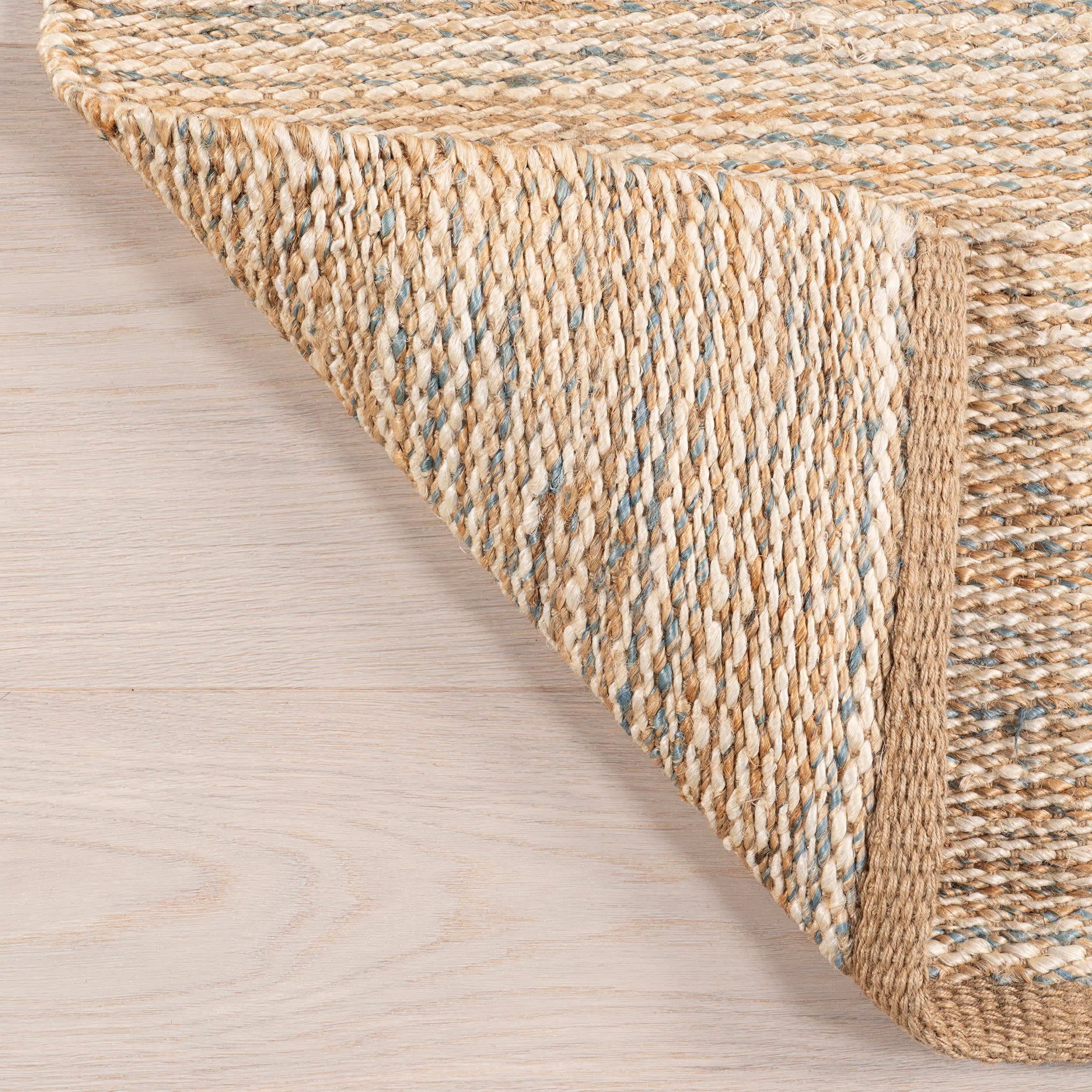 Mixed Stripe Handwoven Jute Rug | Blue - Image 6
