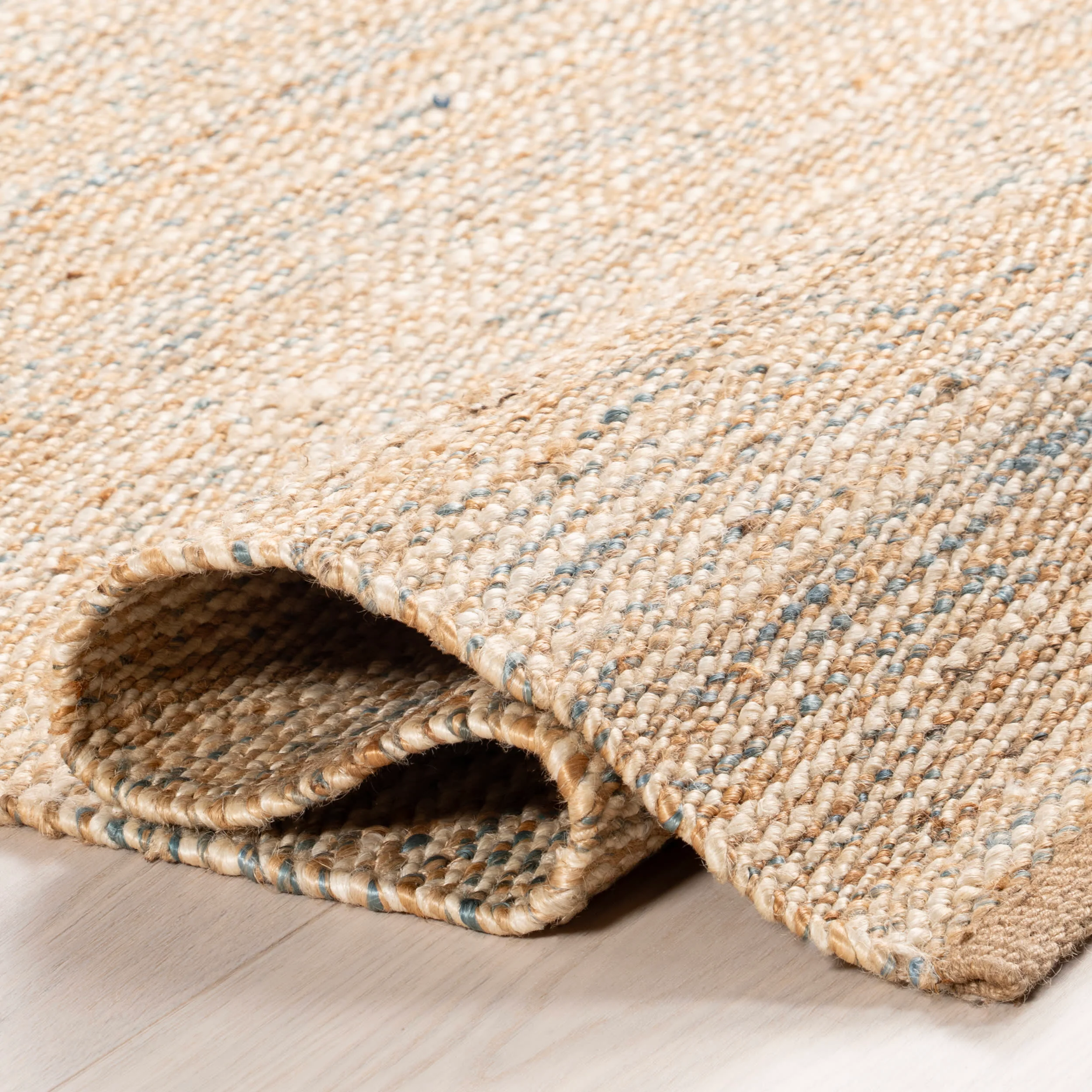 Mixed Stripe Handwoven Jute Rug | Blue - Image 8
