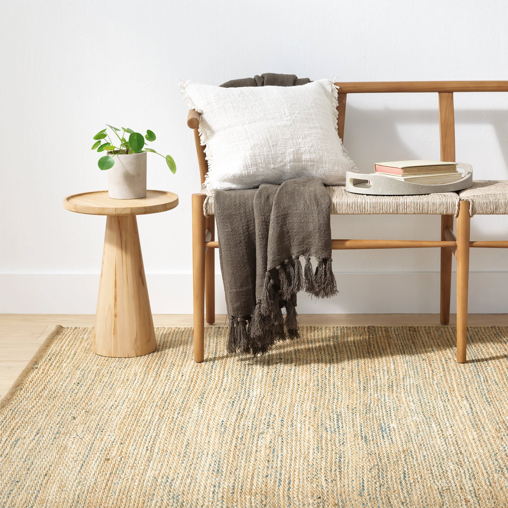 Mixed Stripe Handwoven Jute Rug | Multi - Image 2