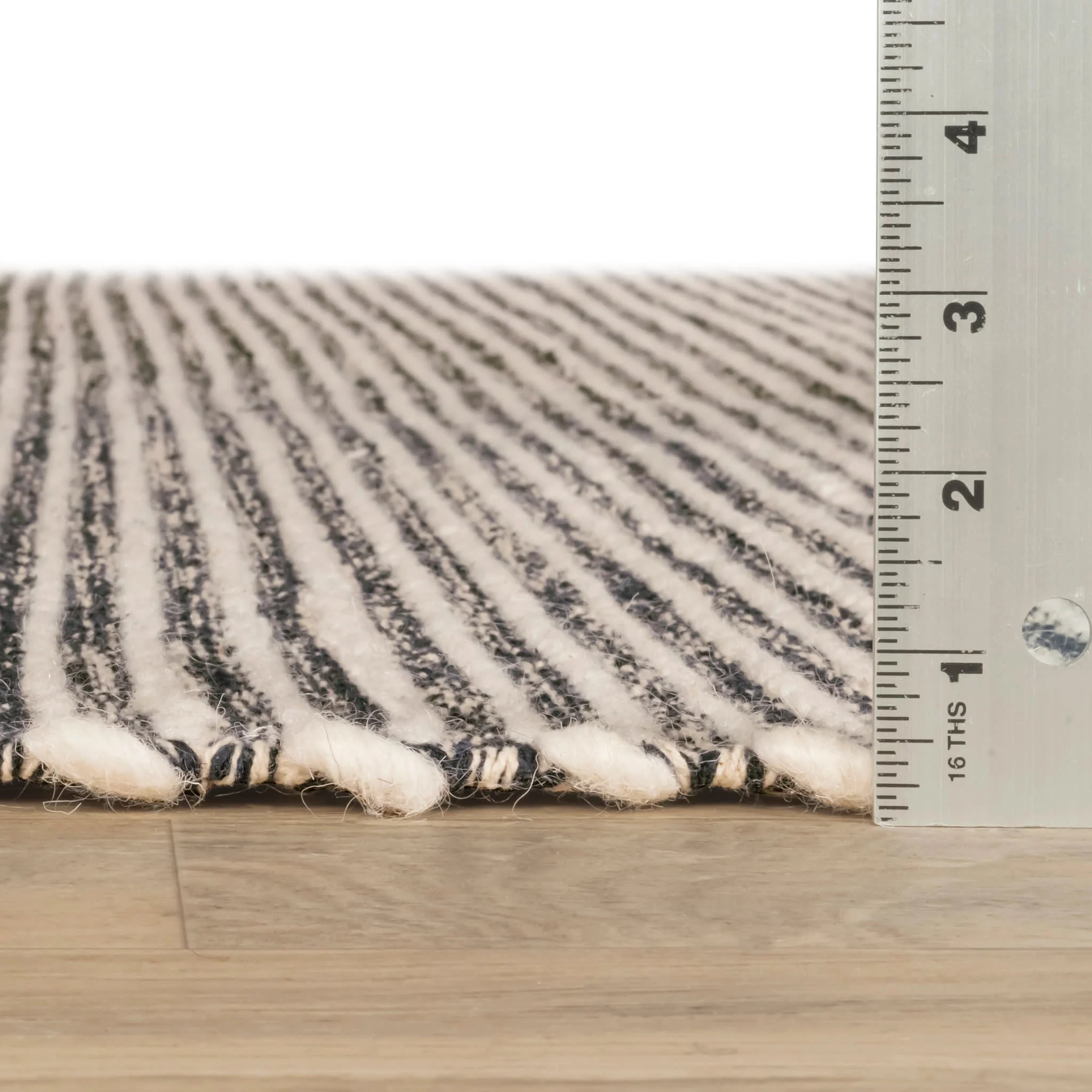 Mixed Stripe Handwoven Rug | Blue/Ivory - Image 3