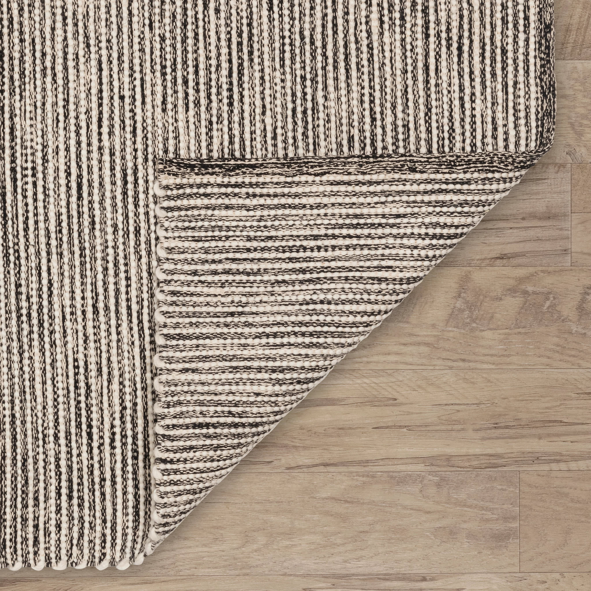 Mixed Stripe Handwoven Rug | Blue/Ivory - Image 5