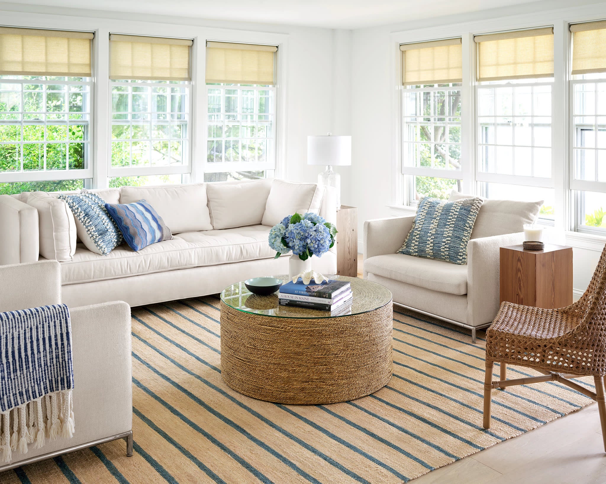 Moana Stripe Handwoven Jute Rug | Blue - Image 2