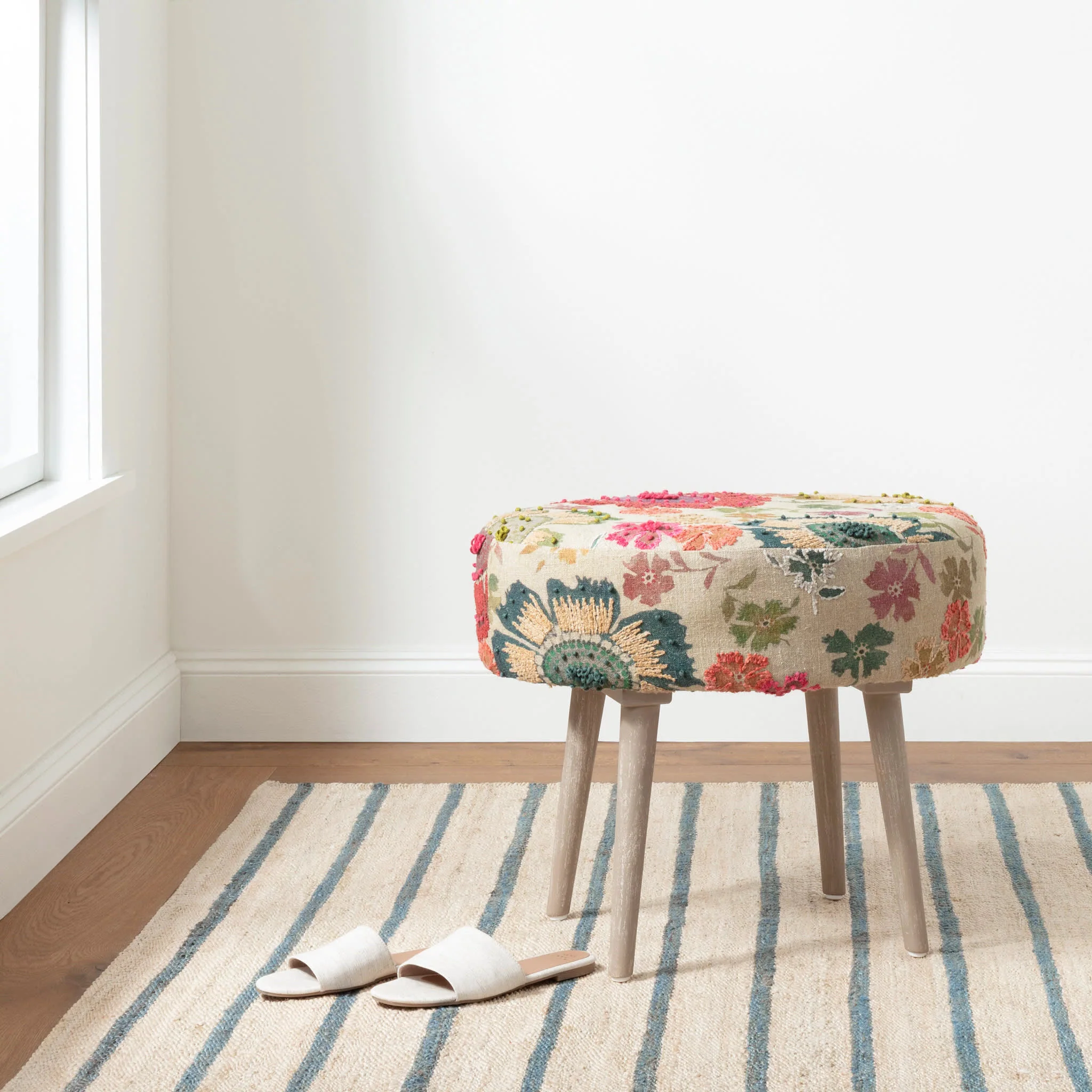 Moana Stripe Handwoven Jute Rug | Blue - Image 3
