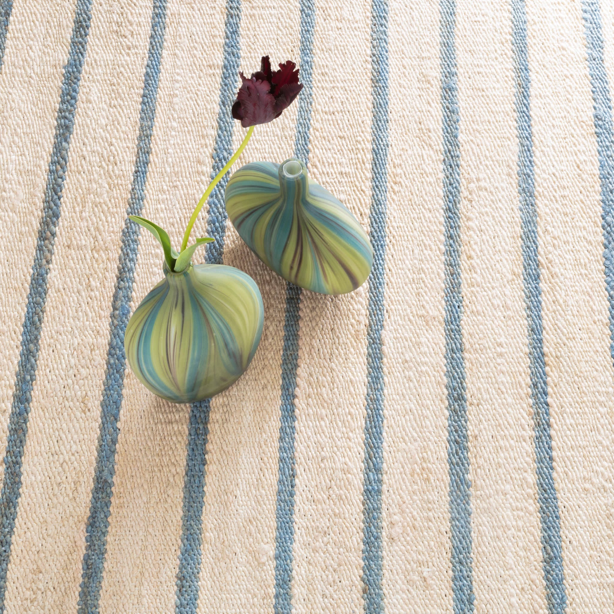 Moana Stripe Handwoven Jute Rug | Blue - Image 4