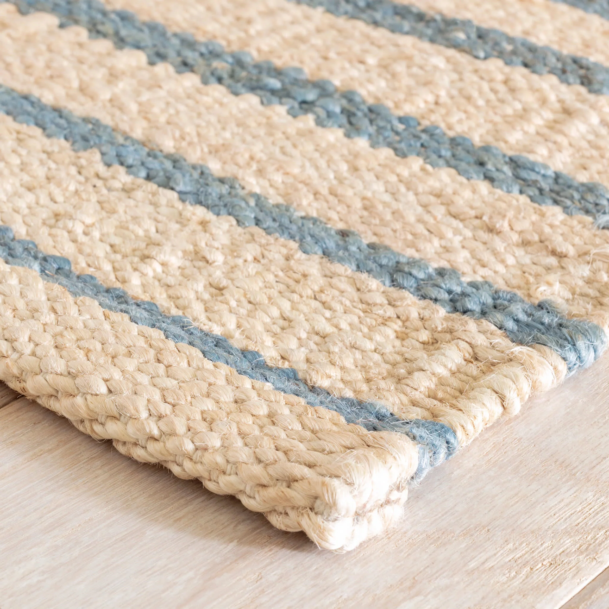 Moana Stripe Handwoven Jute Rug | Blue - Image 5