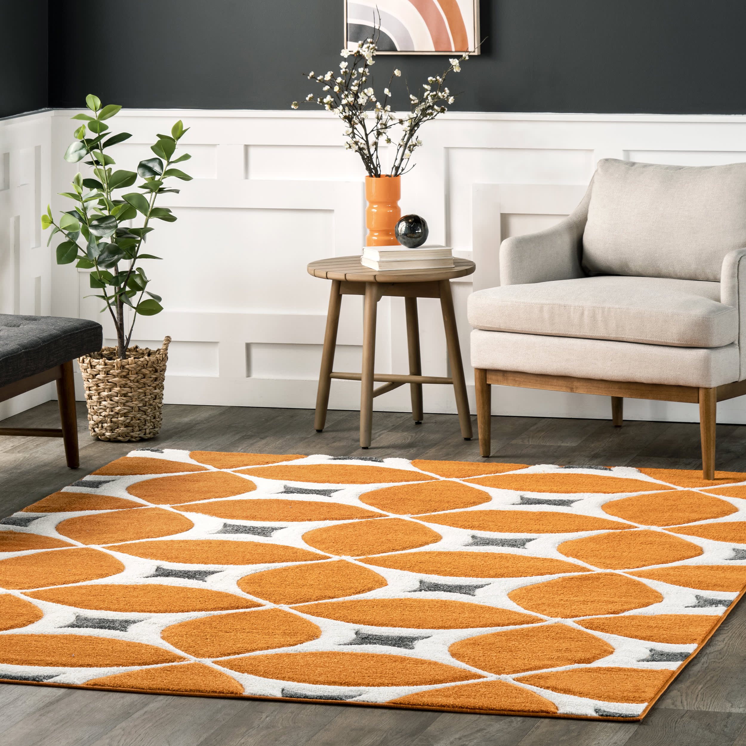 Mod Trellis Rug | Deep Orange - Image 2