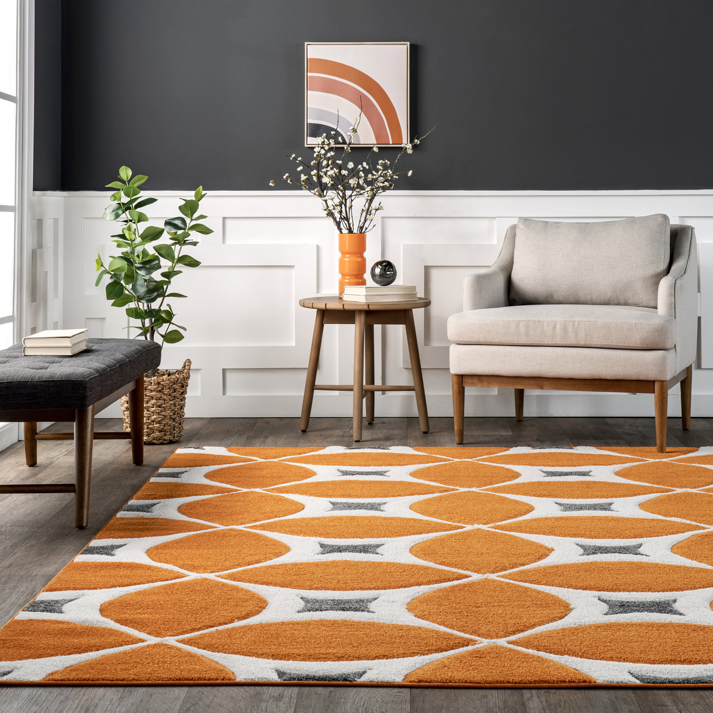 Mod Trellis Rug | Deep Orange - Image 4