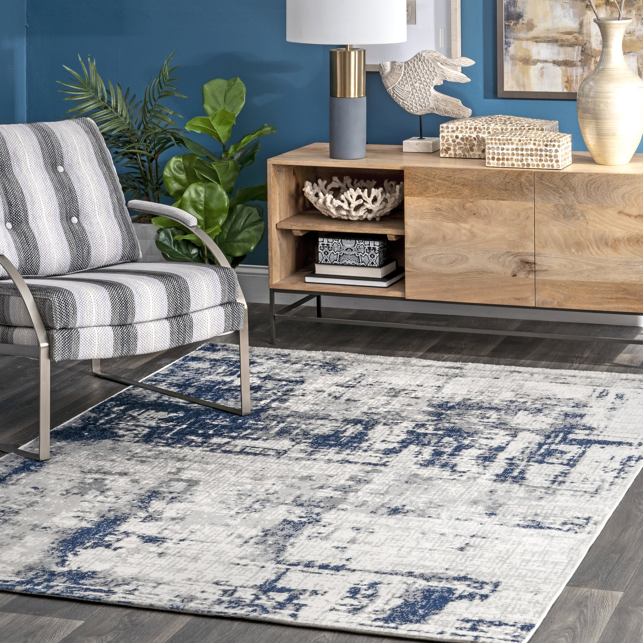 Modern Abstract Rug | Silver - Image 2